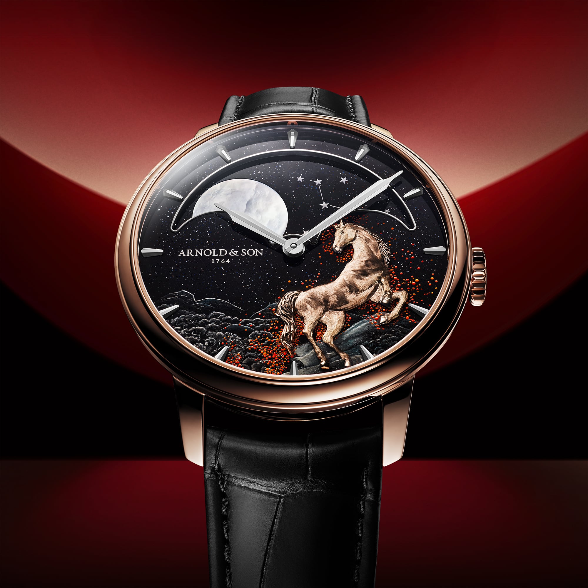 Arnold & Son 1GLBR.Z11A.C1293A Perpetual Moon 41.5 Red Gold Year Of The Horse