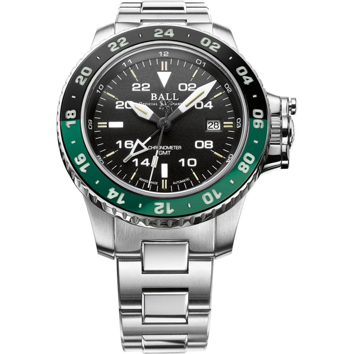 Ball Engineer Hydrocarbon AeroGMT II Black Dial Green Bezel