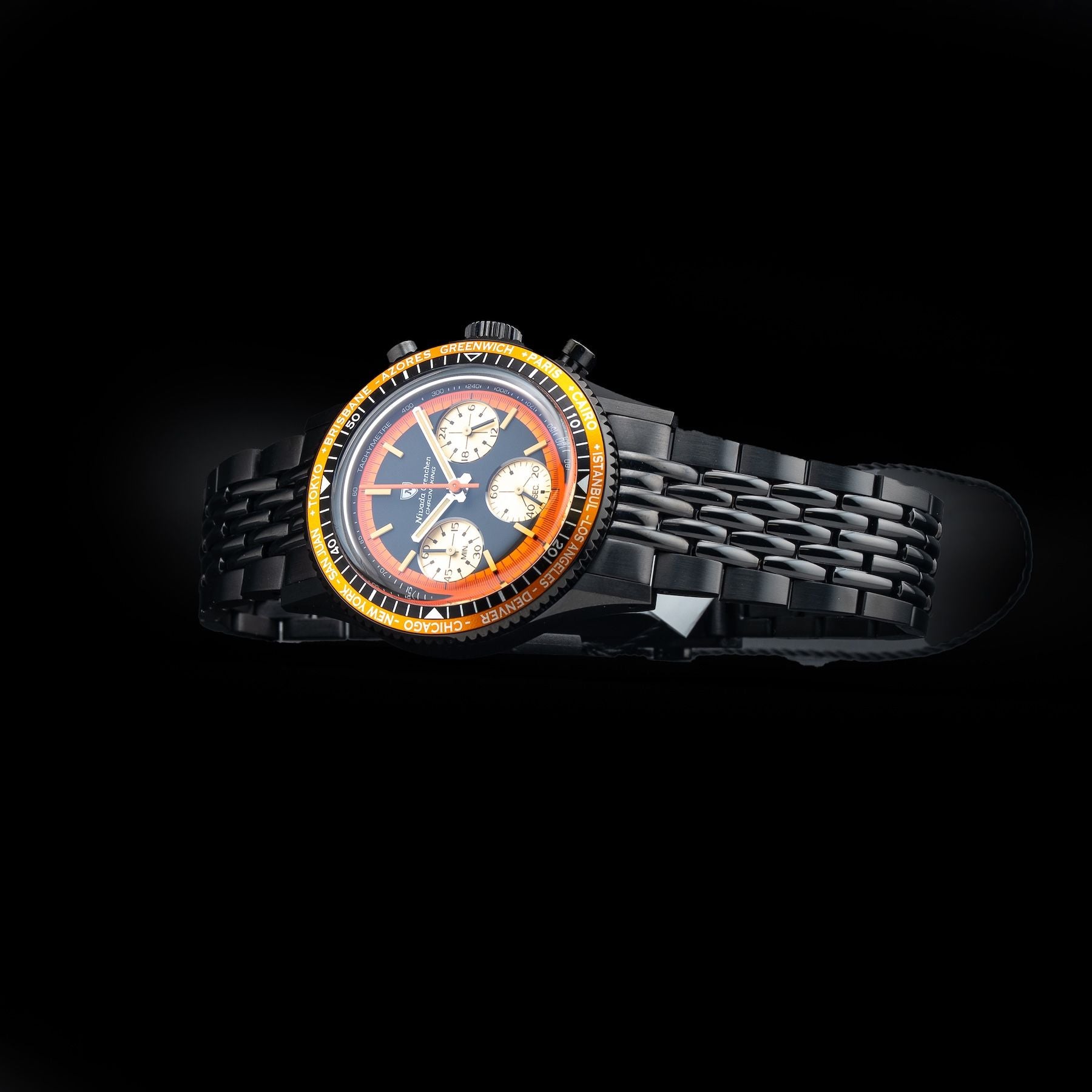 Nivada Grenchen 87041Q04 Chronoking Mecaquartz Black