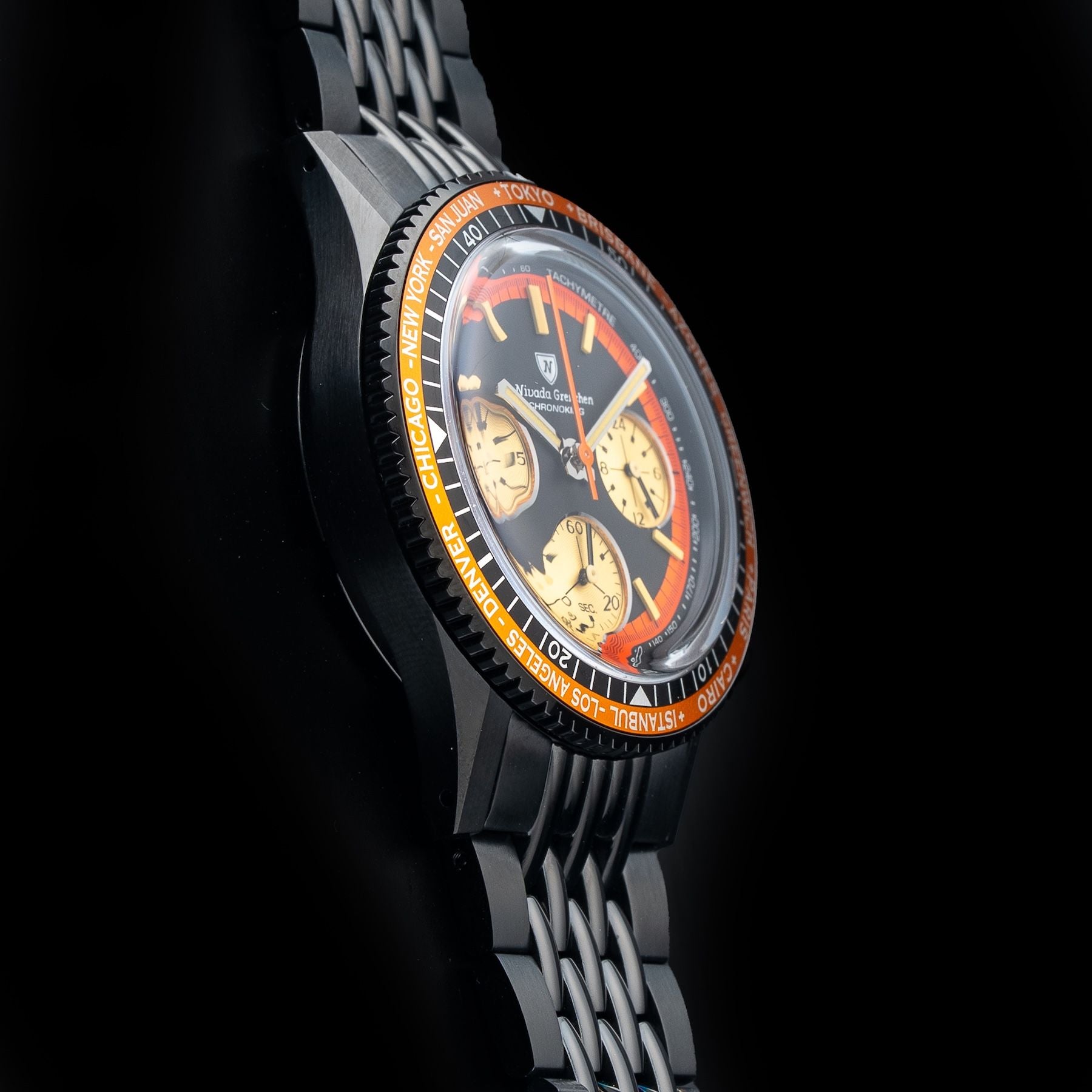 Nivada Grenchen 87041Q04 Chronoking Mecaquartz Black