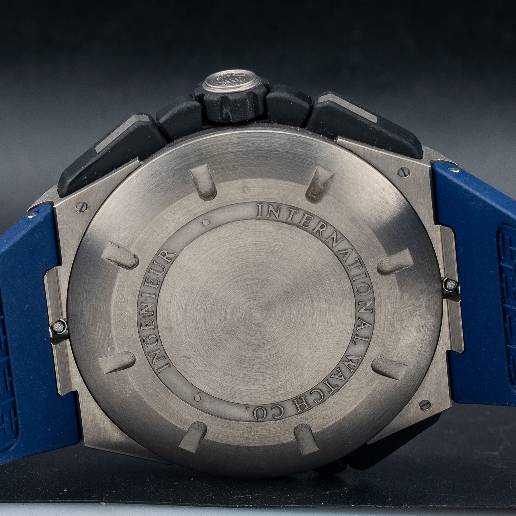 IWC IW376501 Ingenieur Double Chronograph Titanium Certified 45mm Blue Rubber Strap