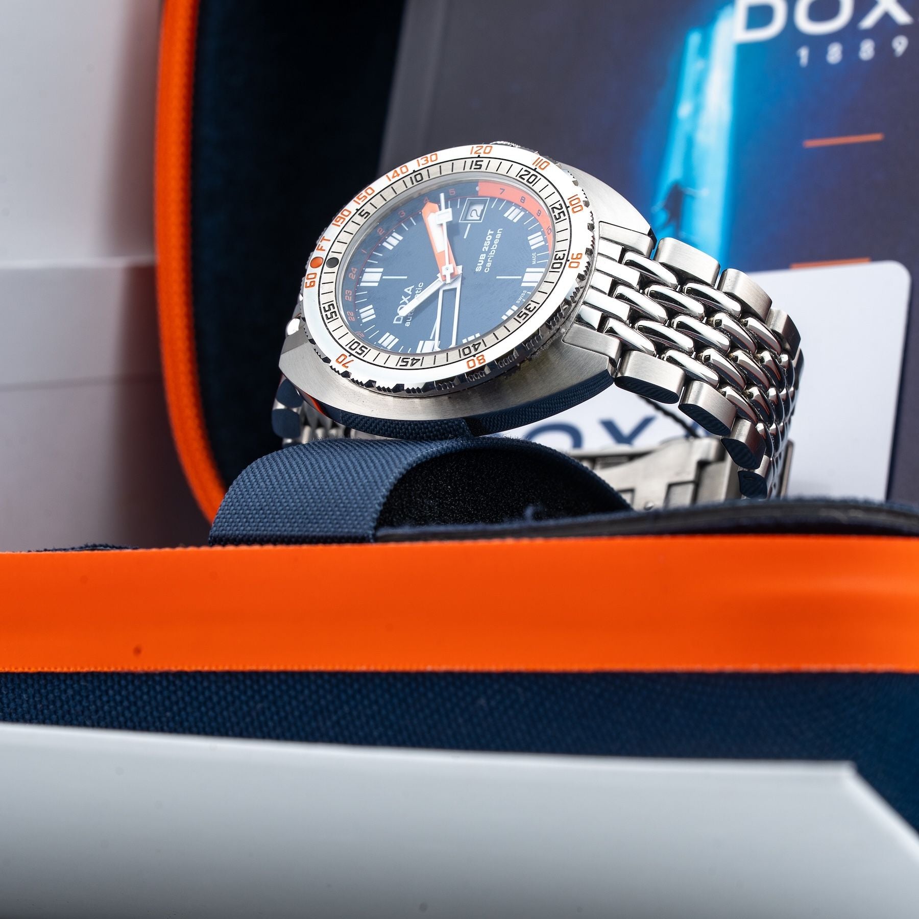DOXA 855.10.201.10 SUB 250T GMT Caribbean On Stainless Steel Bracelet