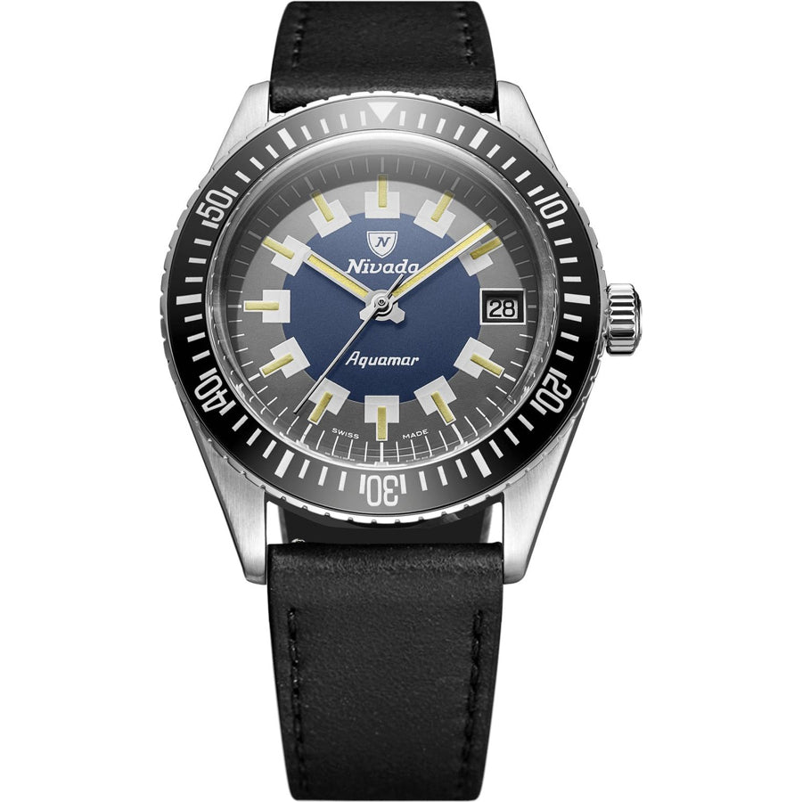 Nivada Grenchen Aquamar Vintage On Black Strap 32062A17