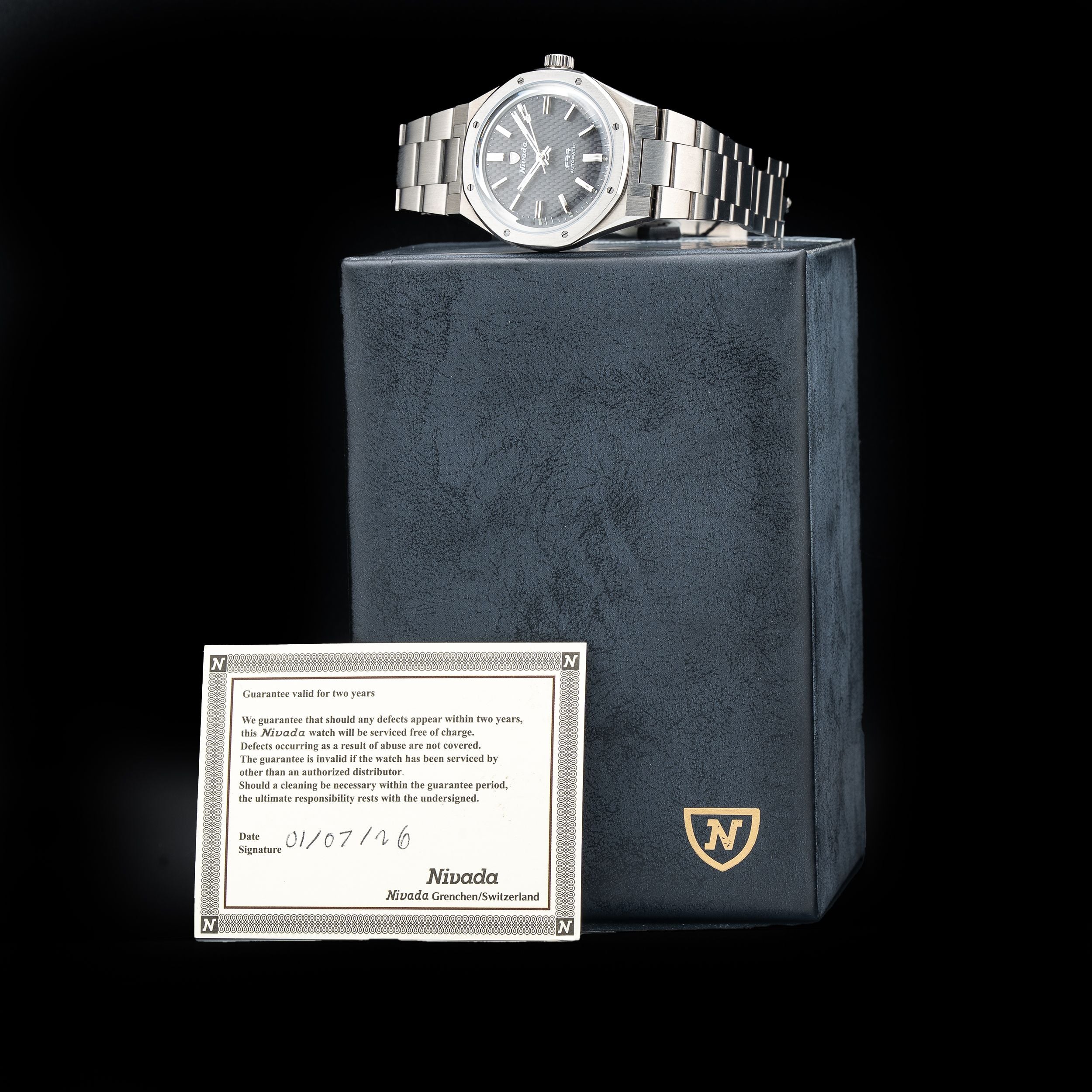 Nivada Grenchen F77 Anthracite Titanium On Bracelet 68006A77
