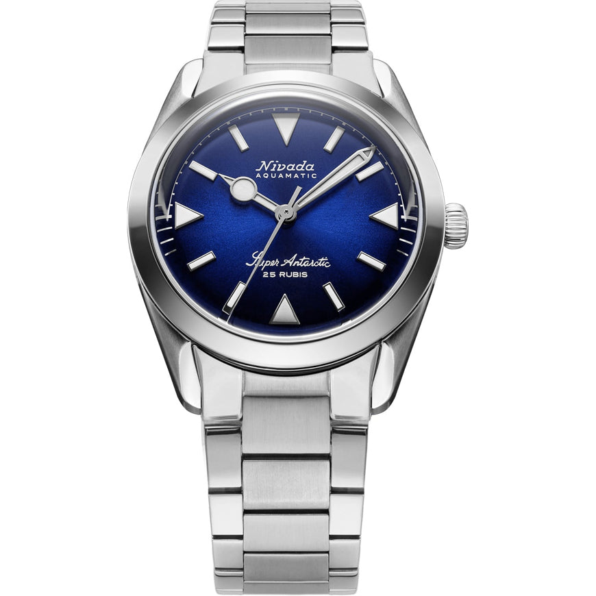Nivada Grenchen Super Antarctic Blue On Bracelet Flat Link 32075A20