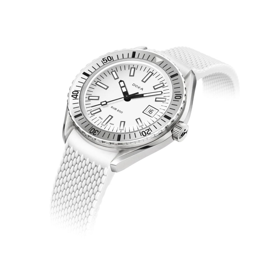 DOXA Sub 200 Whitepearl 799.10.011.23 on Strap