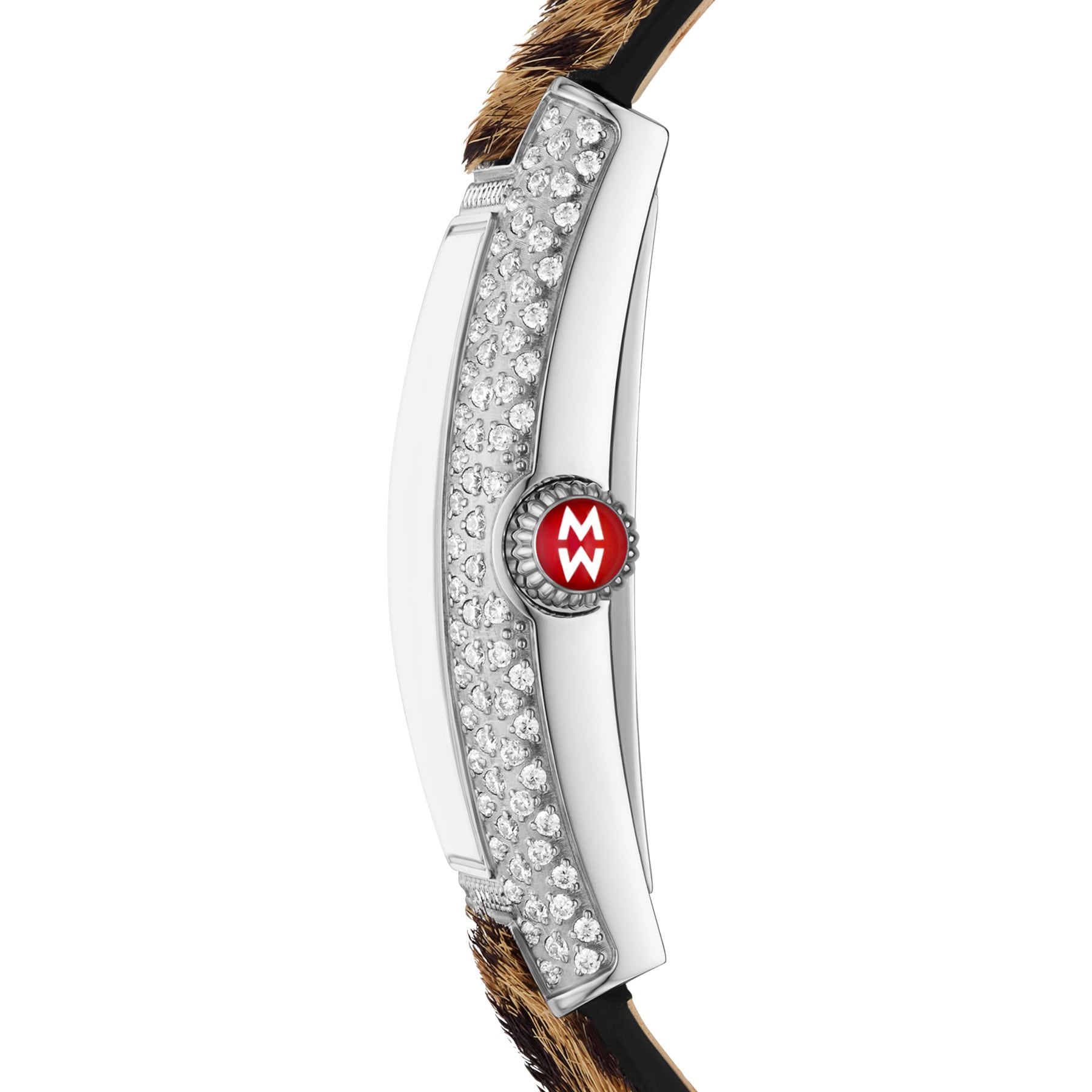 Michele Women's Special Edition Coquette Diamond Stainless Steel Leopard Print Pony Hair Watch, MWW08B000284