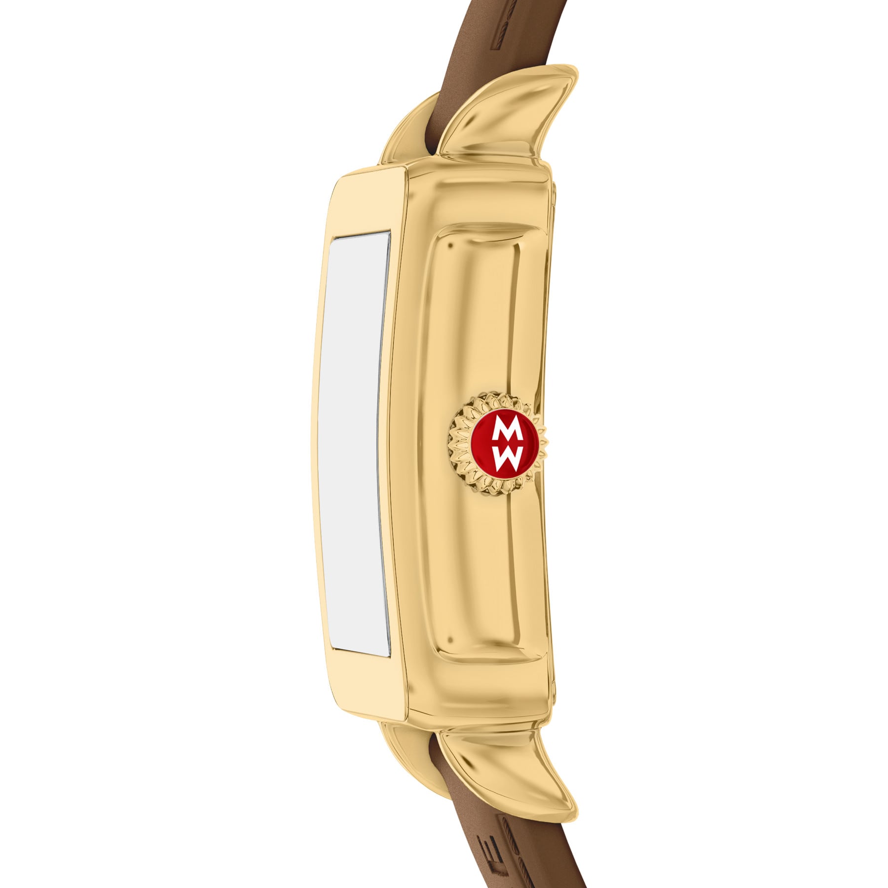Michele Women's Deco Sport Mid Gold-Tone Brown Silicone Watch, Mww06H000008