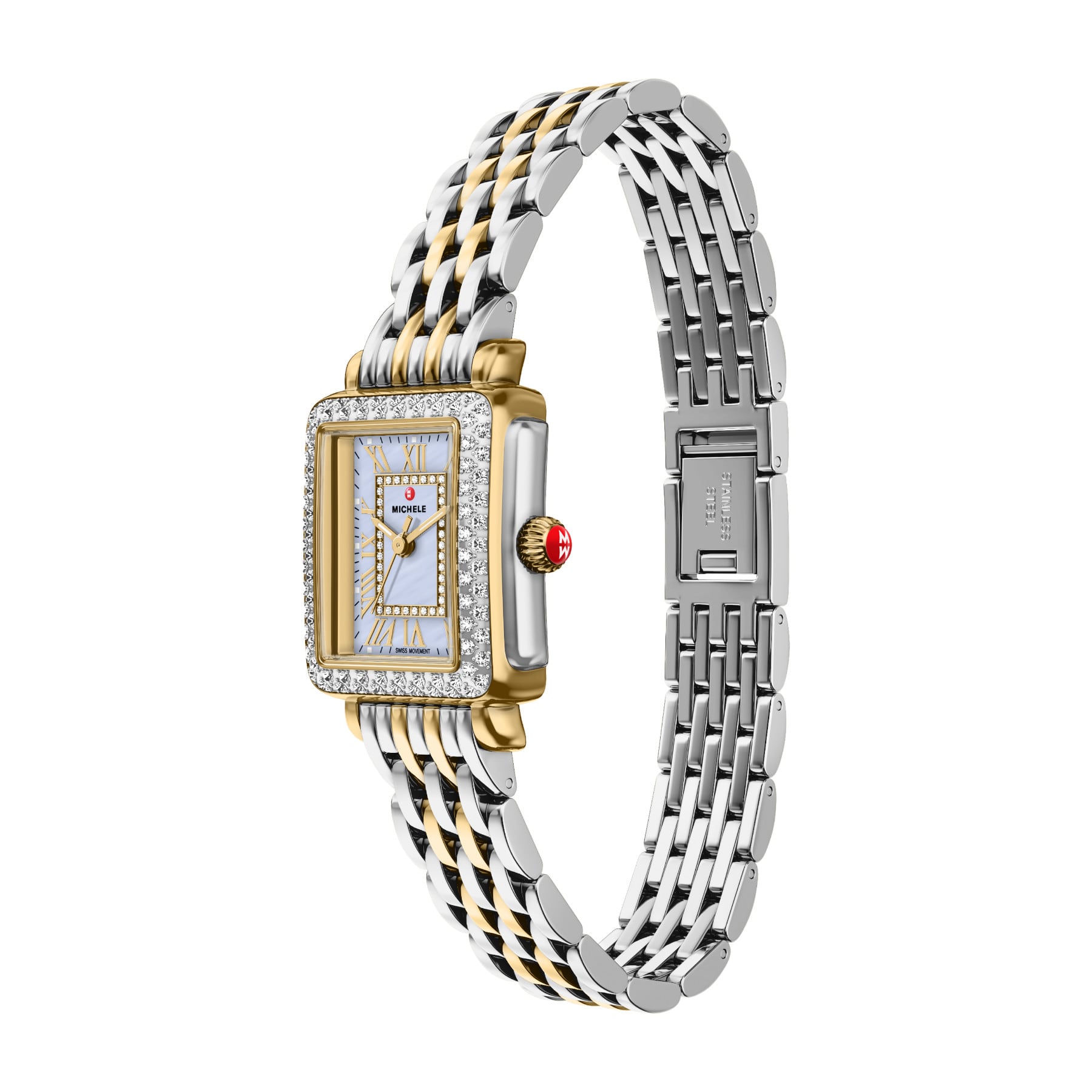 Michele Women's Deco Madison Mini Diamond Two-Tone 18K Gold-Plated Watch, MWW06D000176