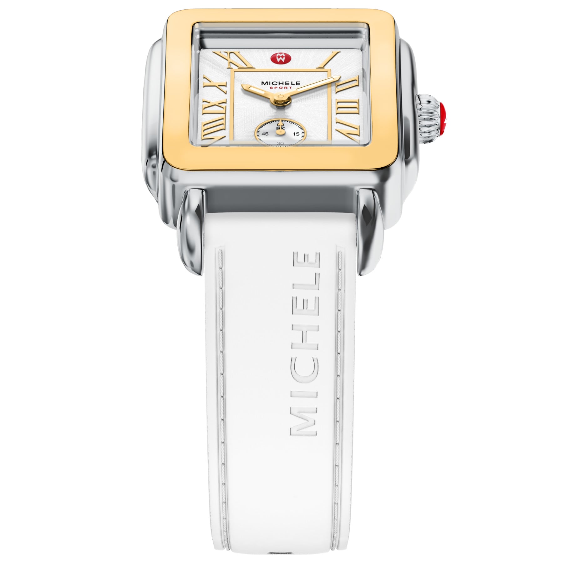 Michele Women's Deco Sport Mid Two-Tone White Silicone Watch, MWW06H000007