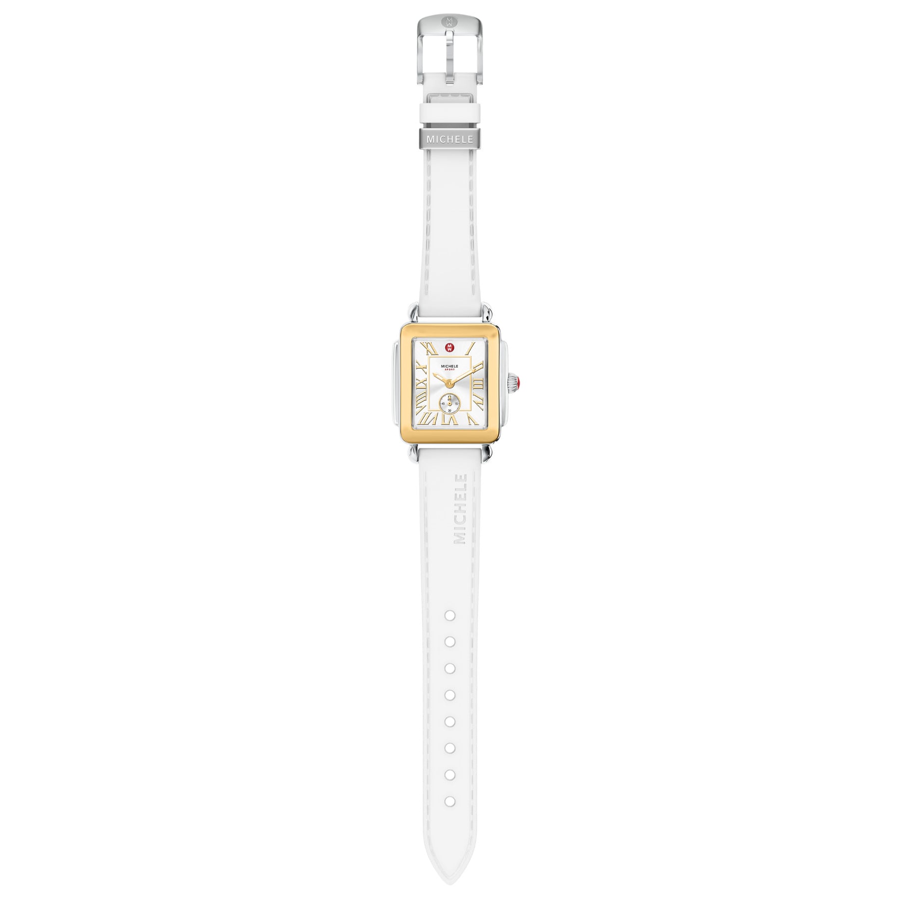 Michele Women's Deco Sport Mid Two-Tone White Silicone Watch, MWW06H000007