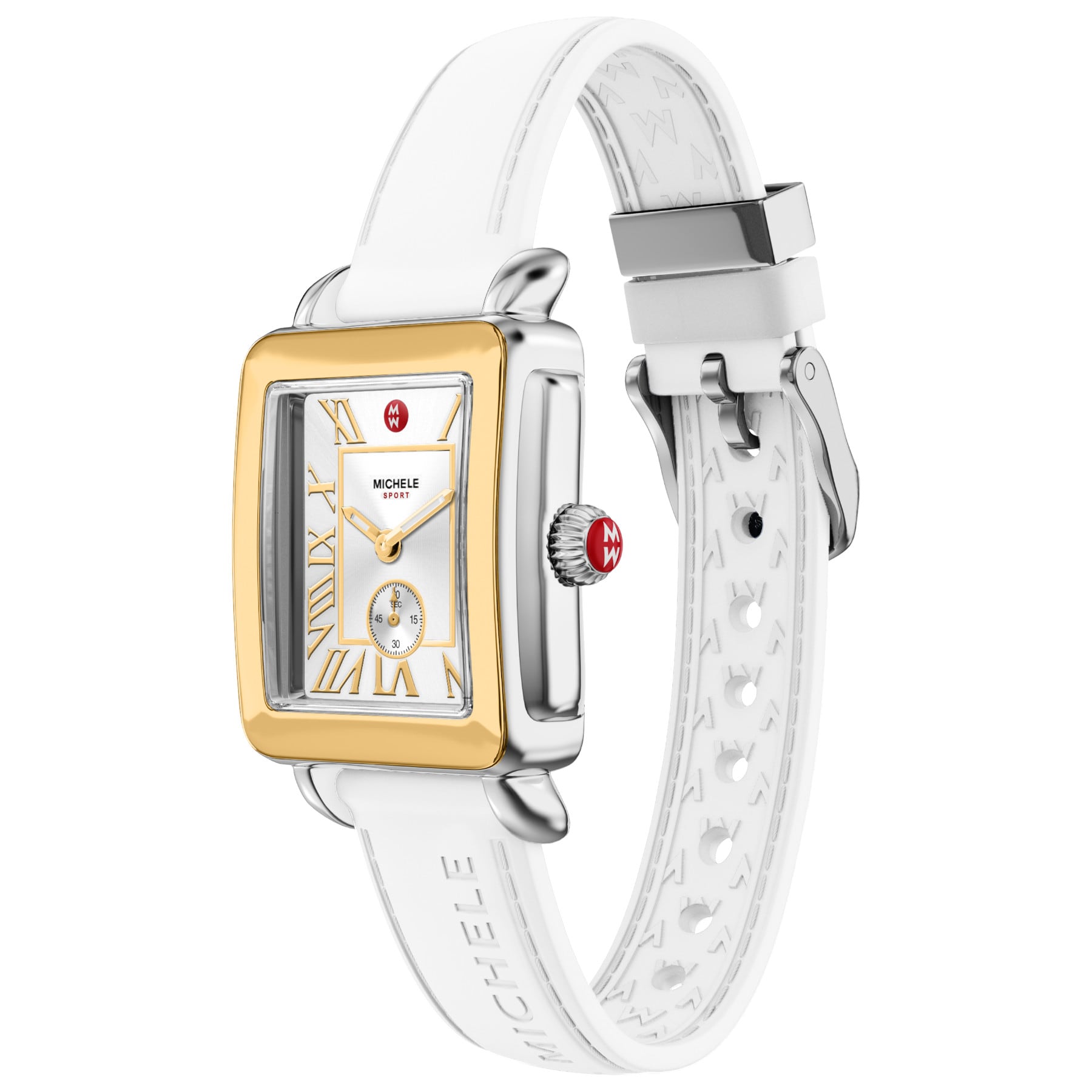 Michele Women's Deco Sport Mid Two-Tone White Silicone Watch, MWW06H000007