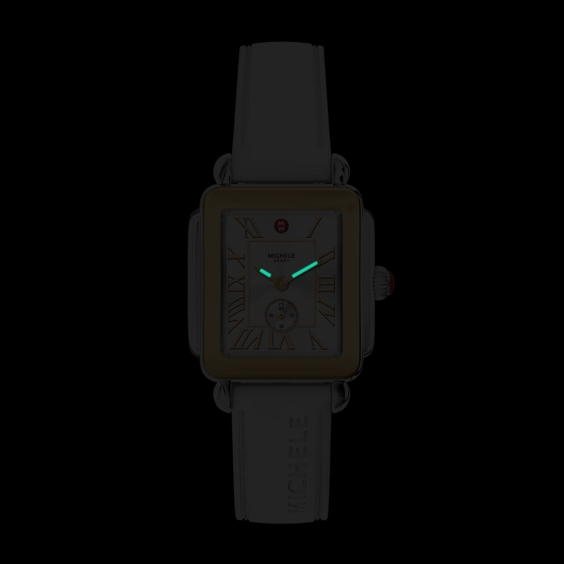 Michele Women's Deco Sport Mid Two-Tone White Silicone Watch, MWW06H000007