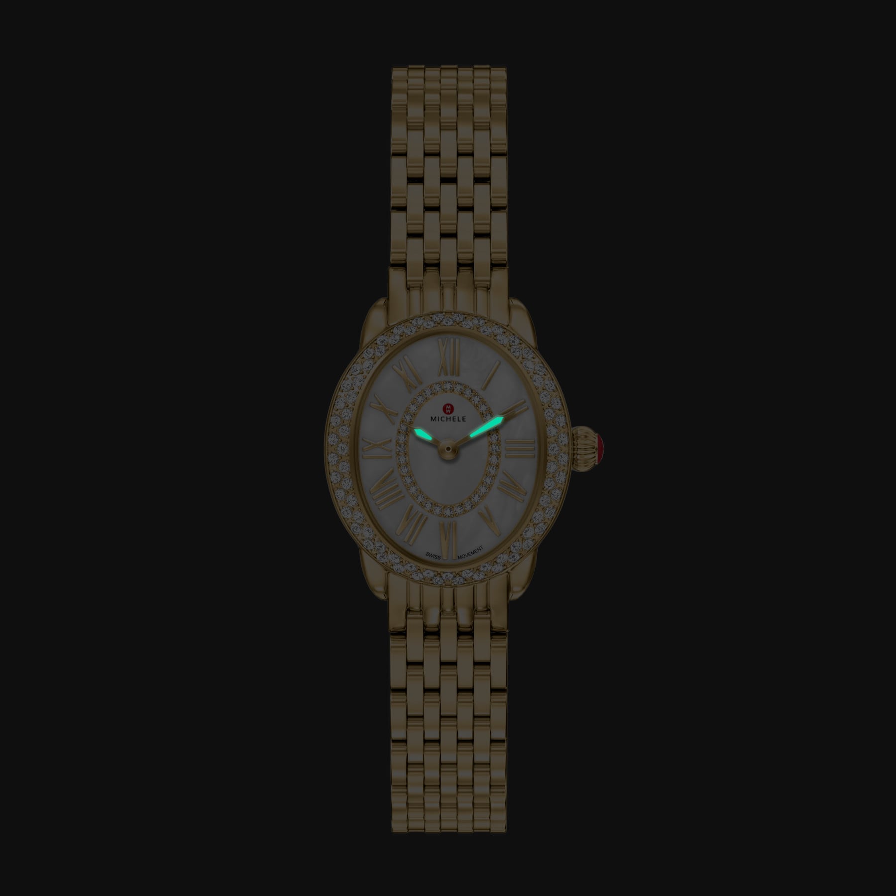 Michele Women's Serein Oval Diamond 18K Gold-Plated Watch, MWW21H000003
