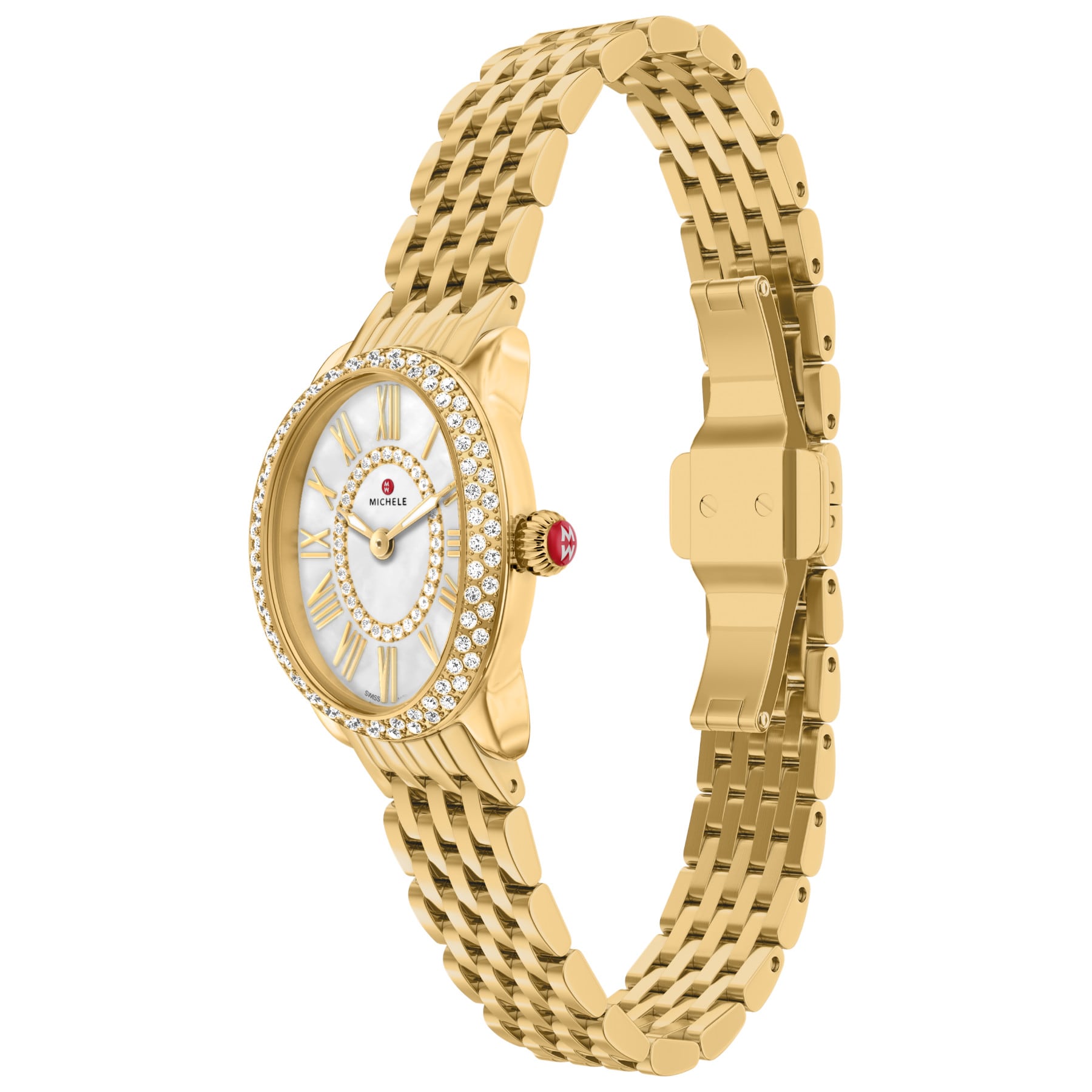 Michele Women's Serein Oval Diamond 18K Gold-Plated Watch, MWW21H000003