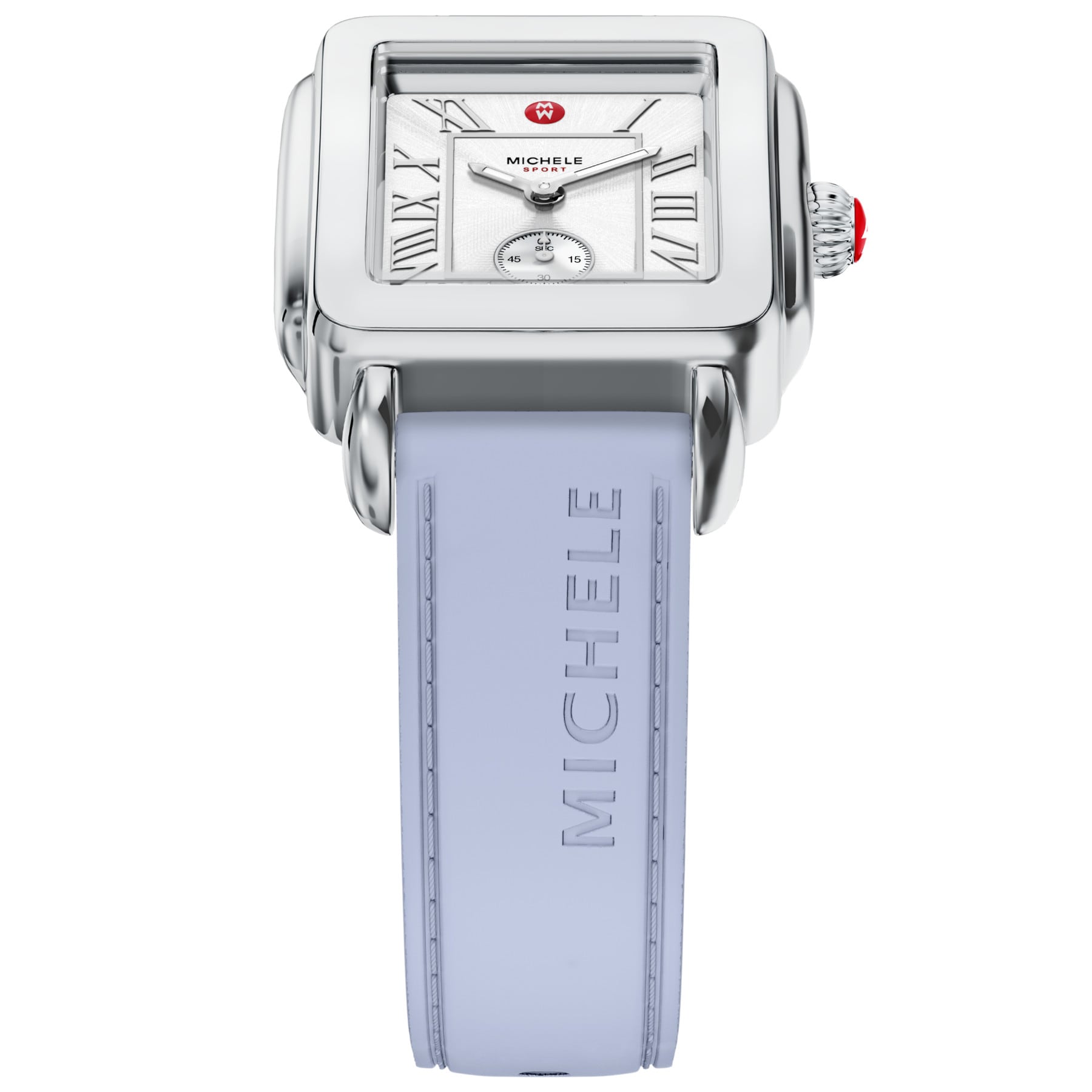 Michele Women's Deco Sport Mid Stainless Steel Pastel Blue Silicone Watch, MWW06H000006