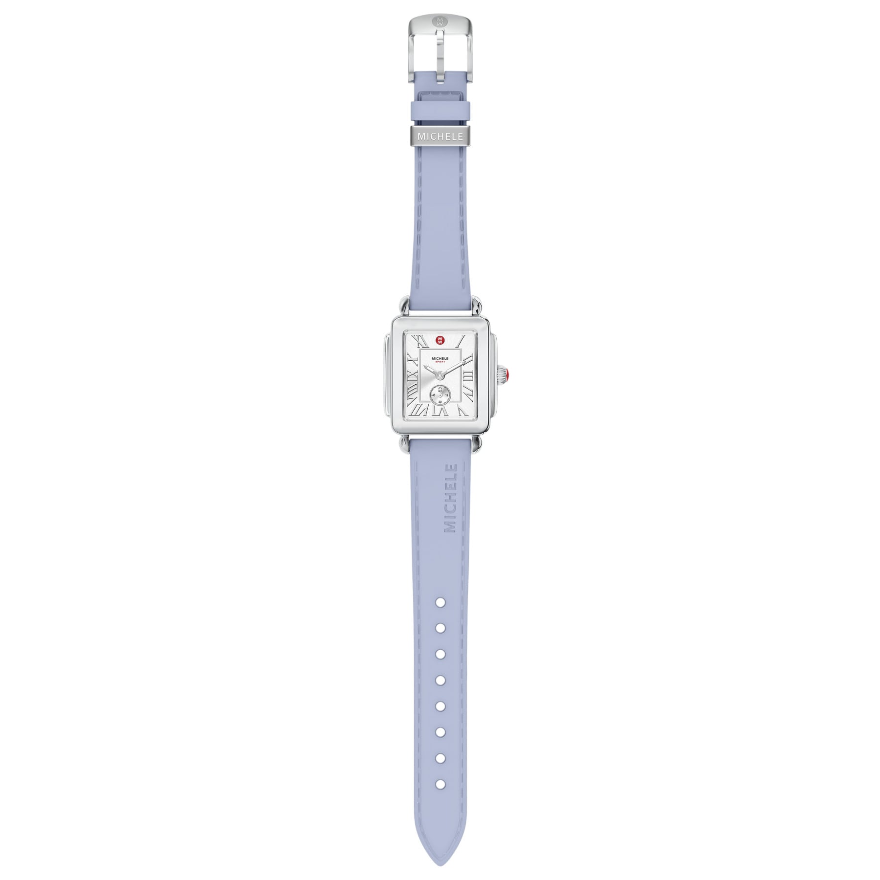Michele Women's Deco Sport Mid Stainless Steel Pastel Blue Silicone Watch, MWW06H000006