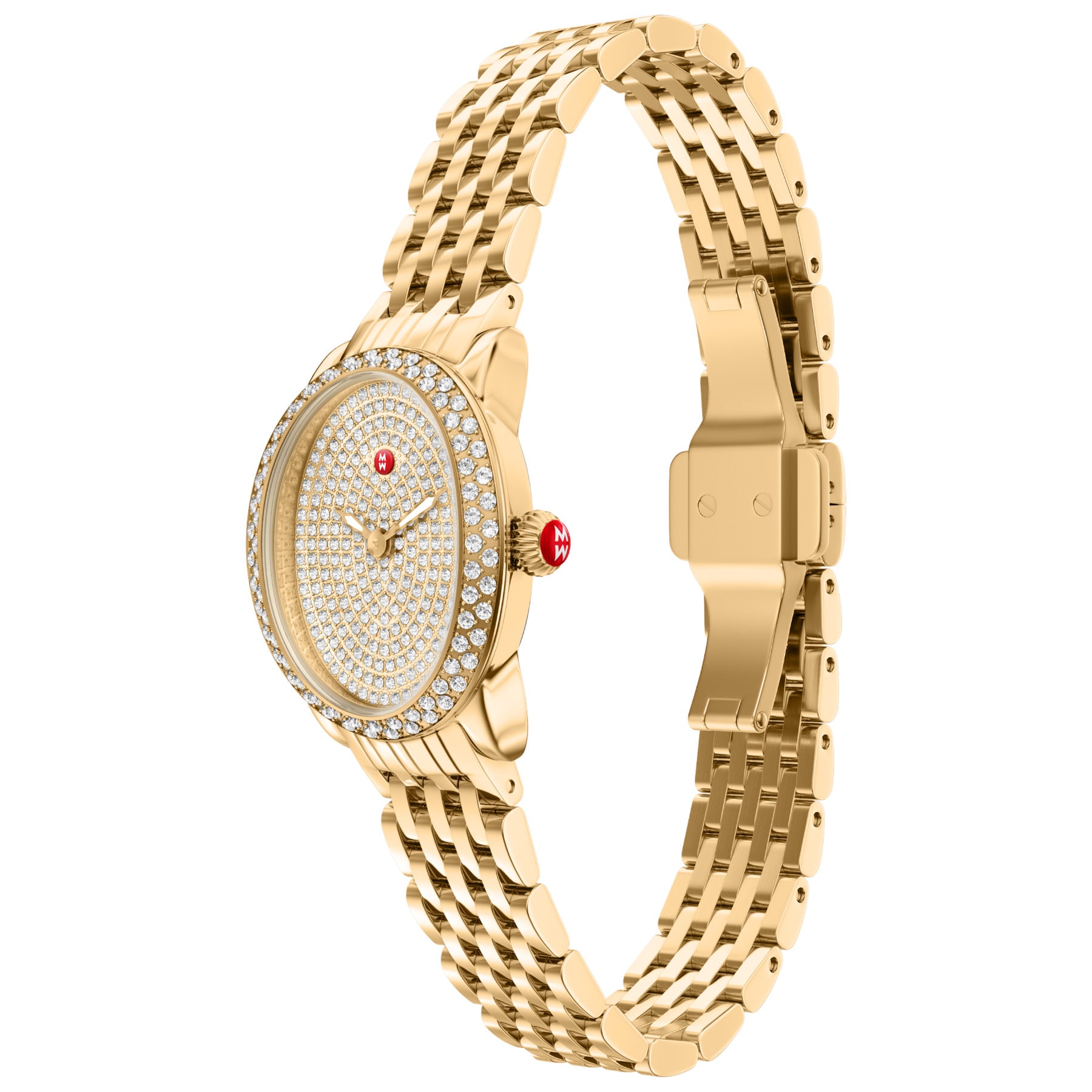 Michele Women's Limited Edition Serein Oval Diamond Pave 18K Gold-Plated Stainless Steel Watch, MWW21H000004