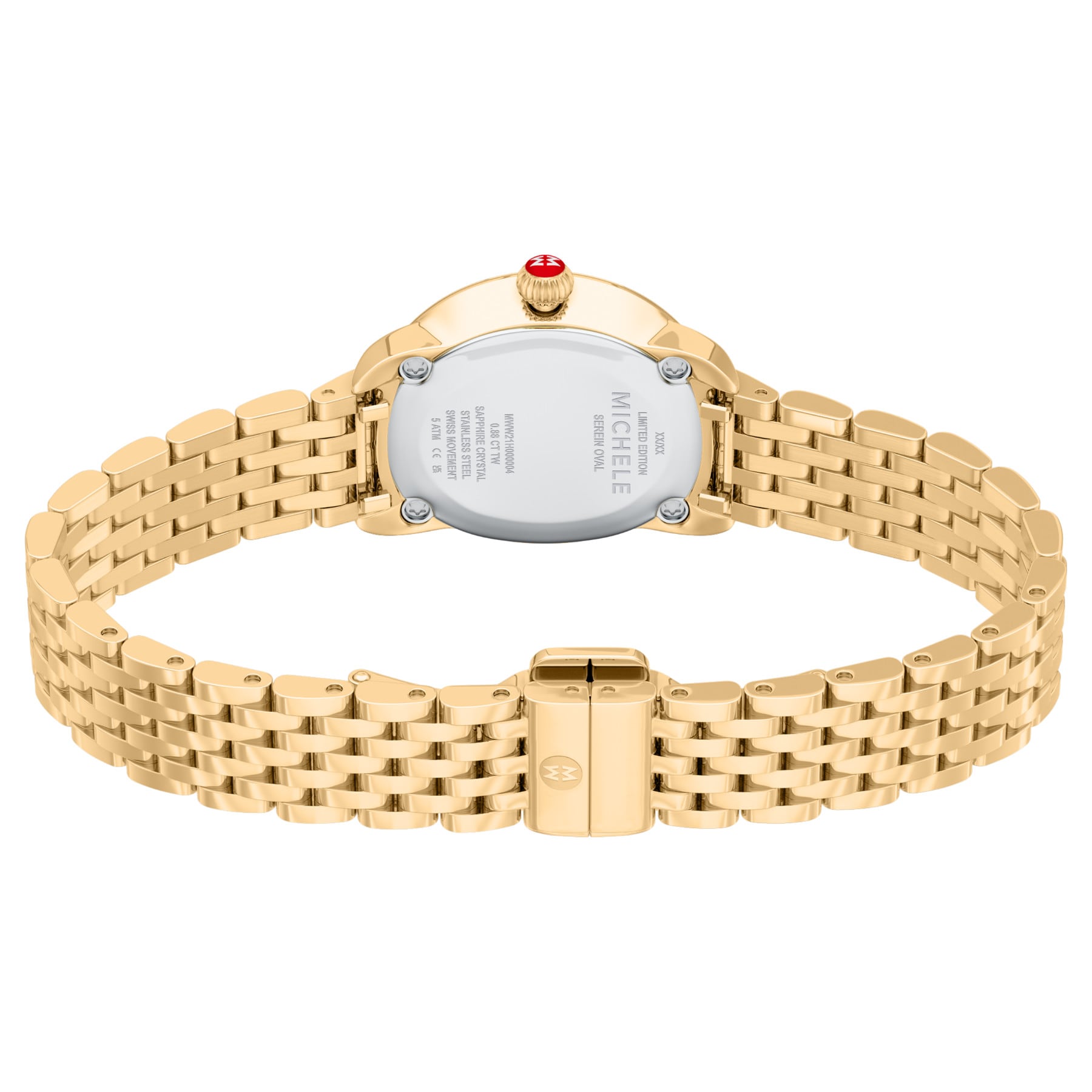 Michele Women's Limited Edition Serein Oval Diamond Pave 18K Gold-Plated Stainless Steel Watch, MWW21H000004