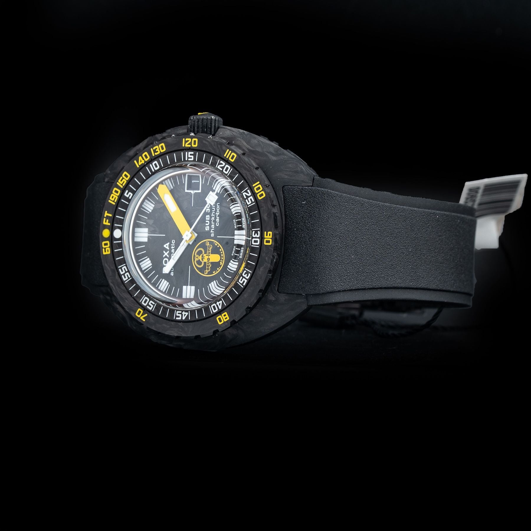 DOXA Sub 300 Carbon Aqua Lung US Divers Sharkhunter 822.70.101AQL.20 on Strap