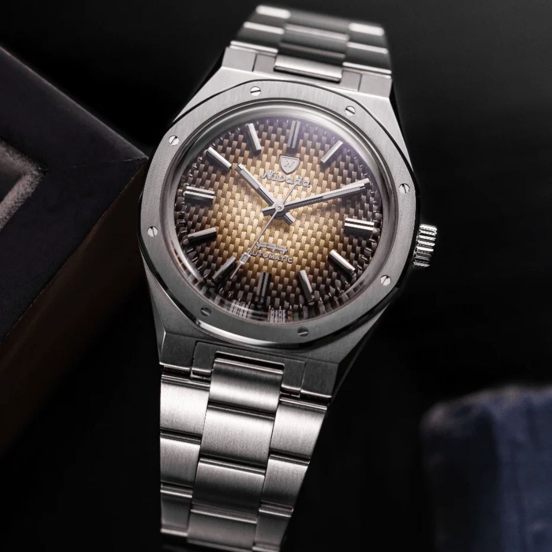 Nivada Grenchen 68002A77 F77 Smoked Dial No Date