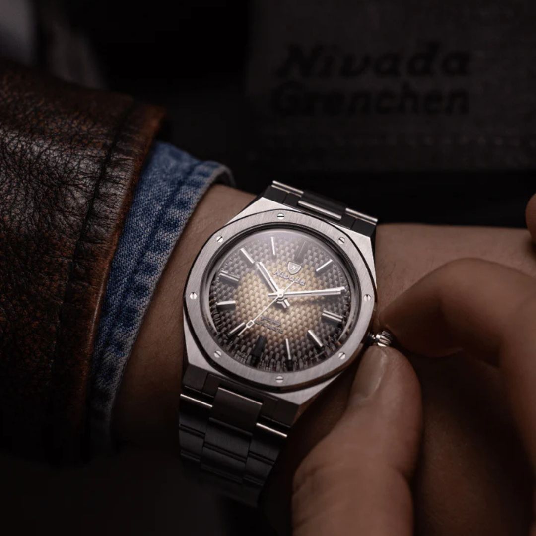 Nivada Grenchen 68002A77 F77 Smoked Dial No Date