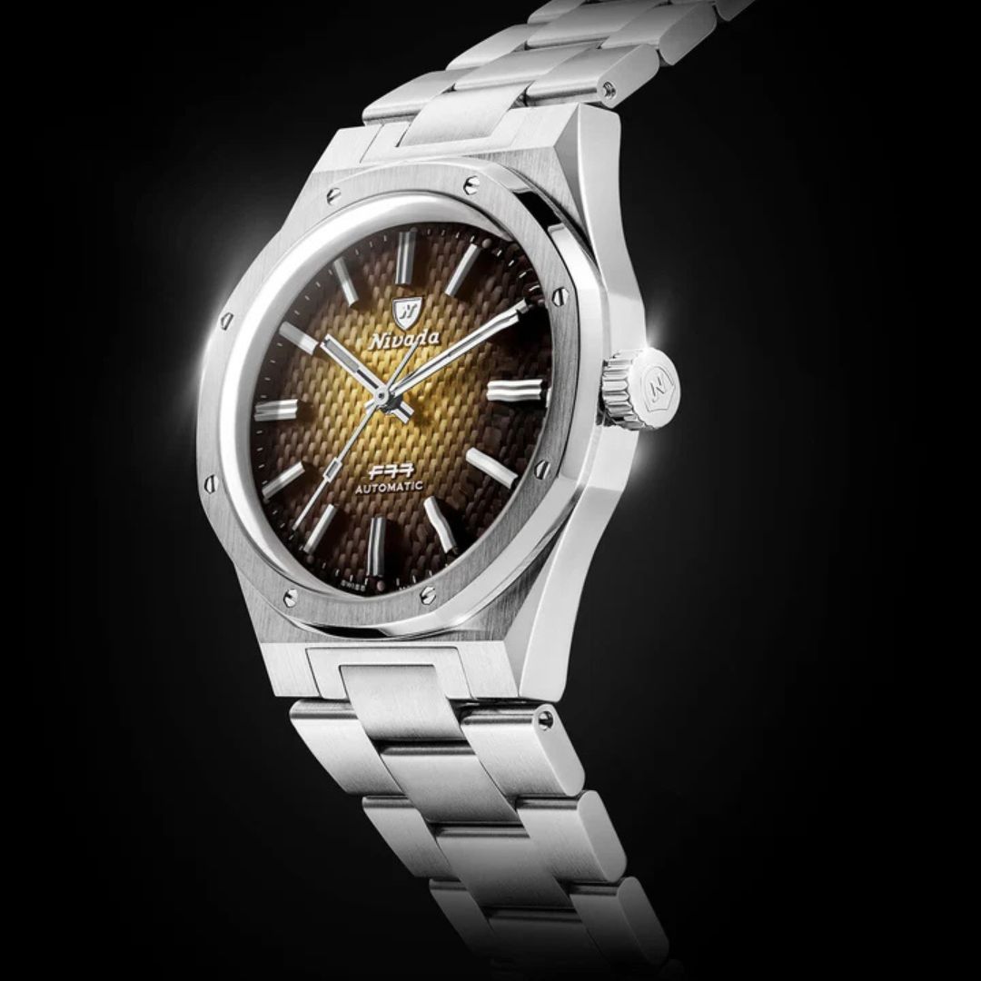 Nivada Grenchen 68002A77 F77 Smoked Dial No Date