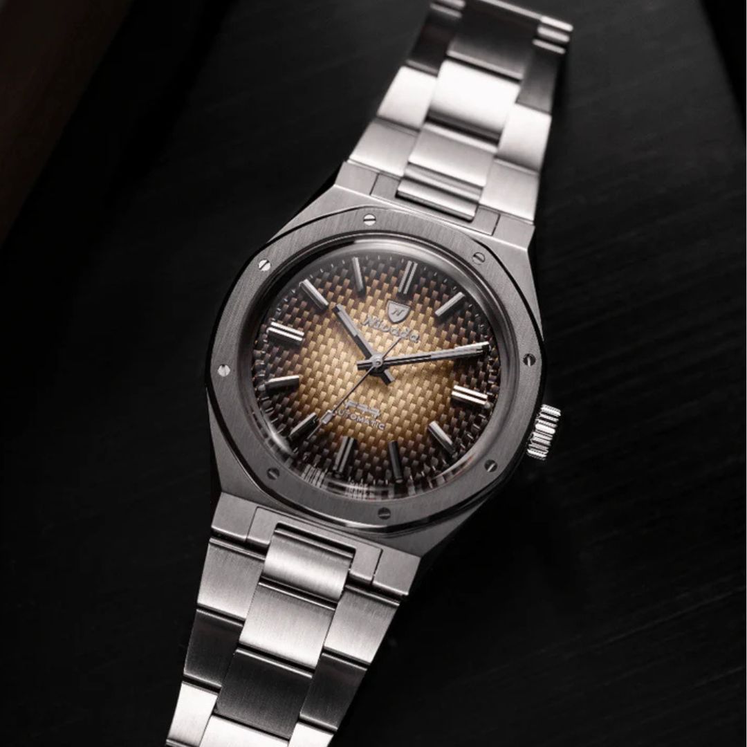 Nivada Grenchen 68002A77 F77 Smoked Dial No Date