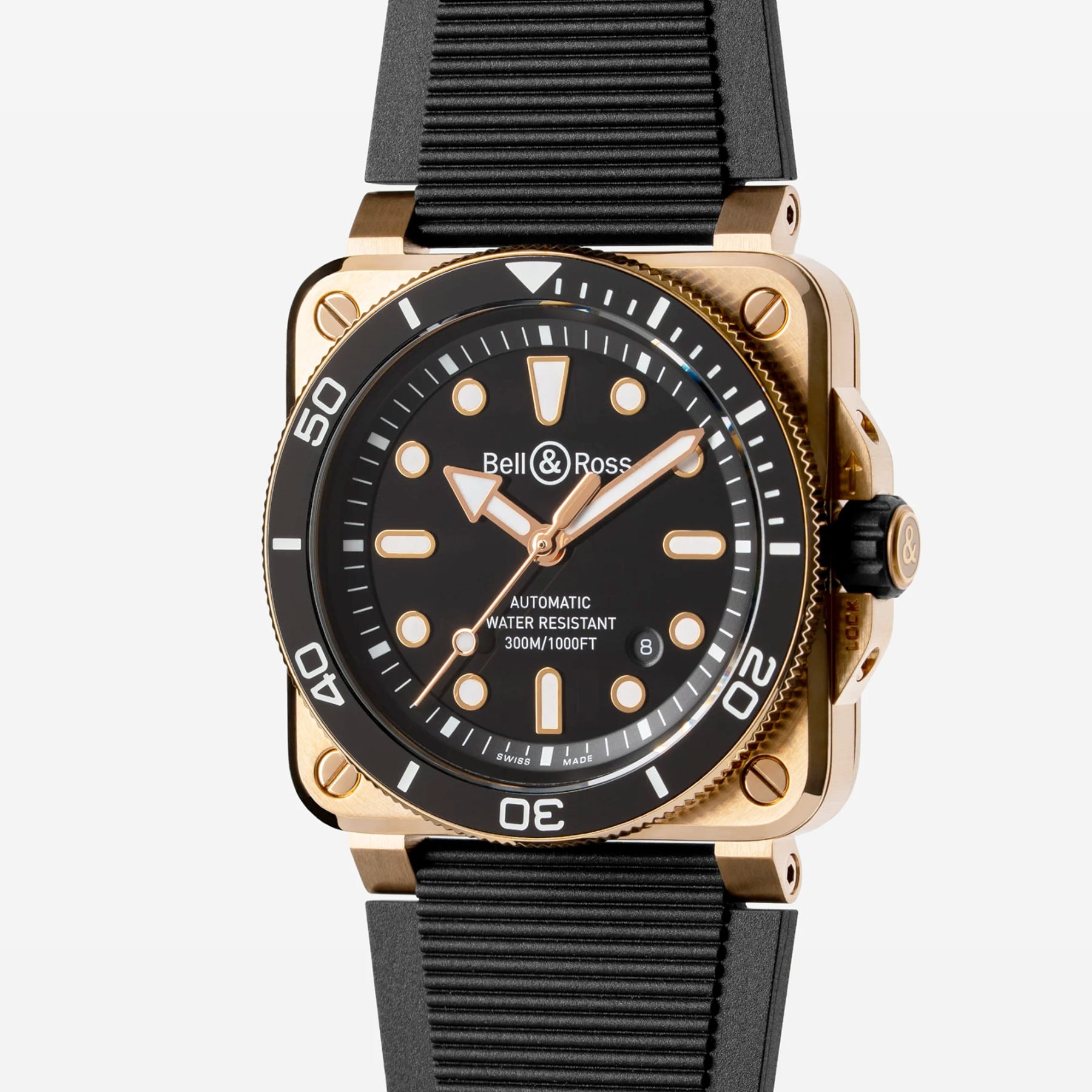Bell & Ross BR-03 Diver Black Bronze Rubber Strap BR03A-D-BL-BR/SRB