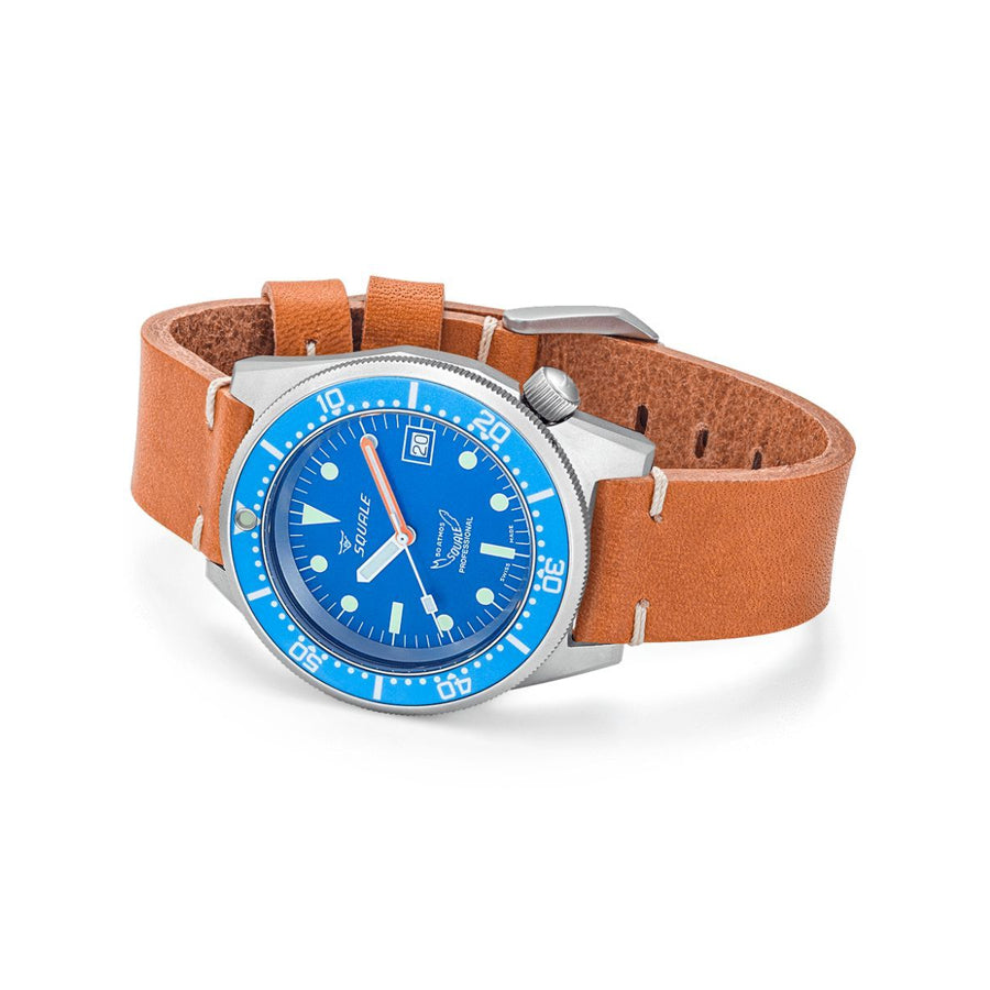 Squale 1521 Classic Blue Sand Blasted on Strap