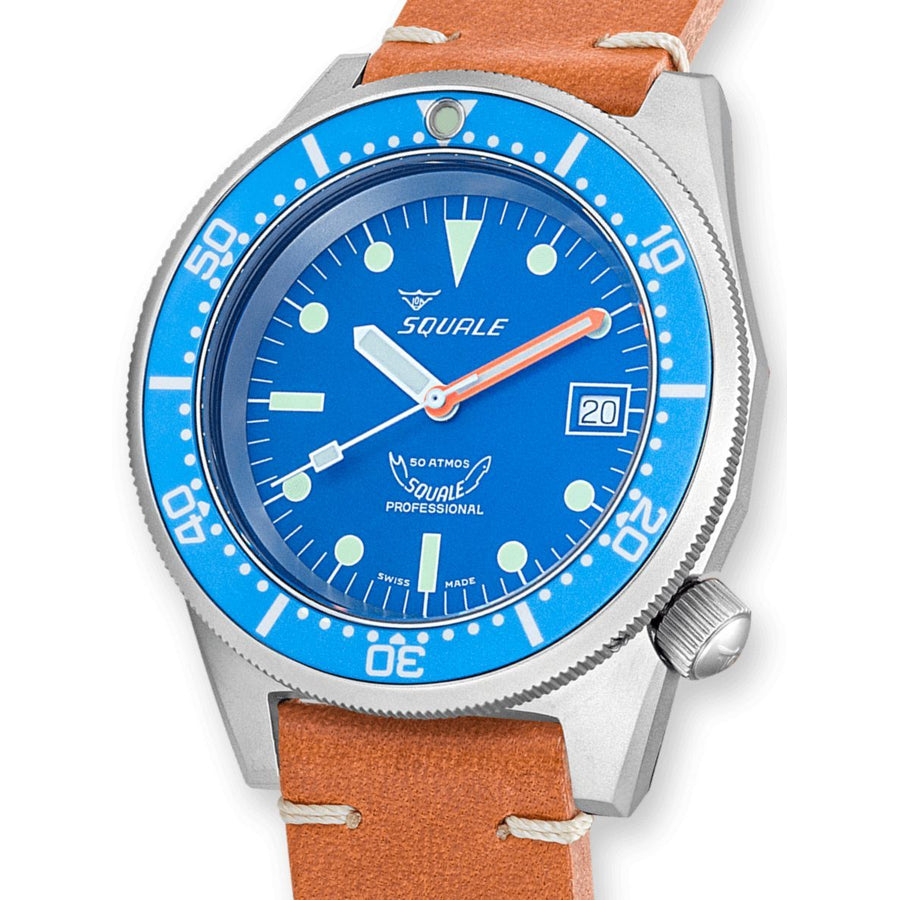 Squale 1521 Classic Blue Sand Blasted on Strap
