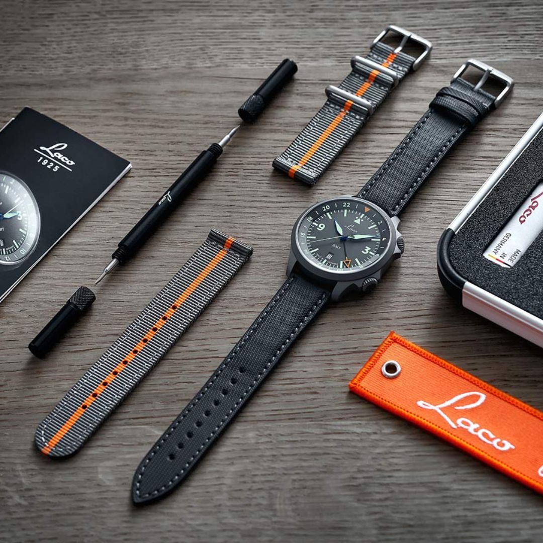 Laco Pilot Frankfurt GMT Schwarz