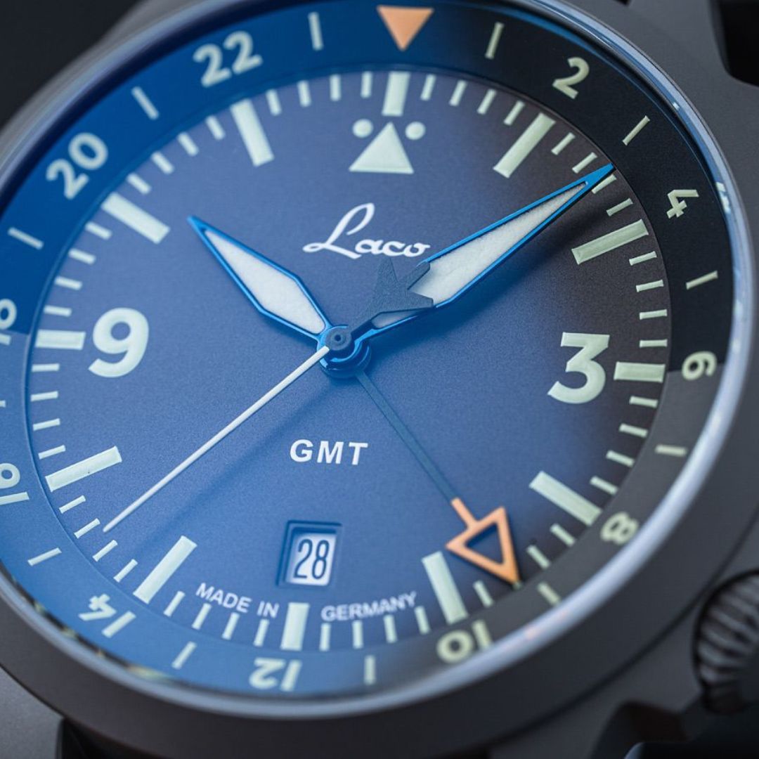Laco Pilot Frankfurt GMT Schwarz
