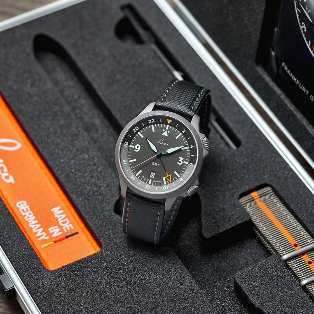 Laco Pilot Frankfurt GMT Schwarz