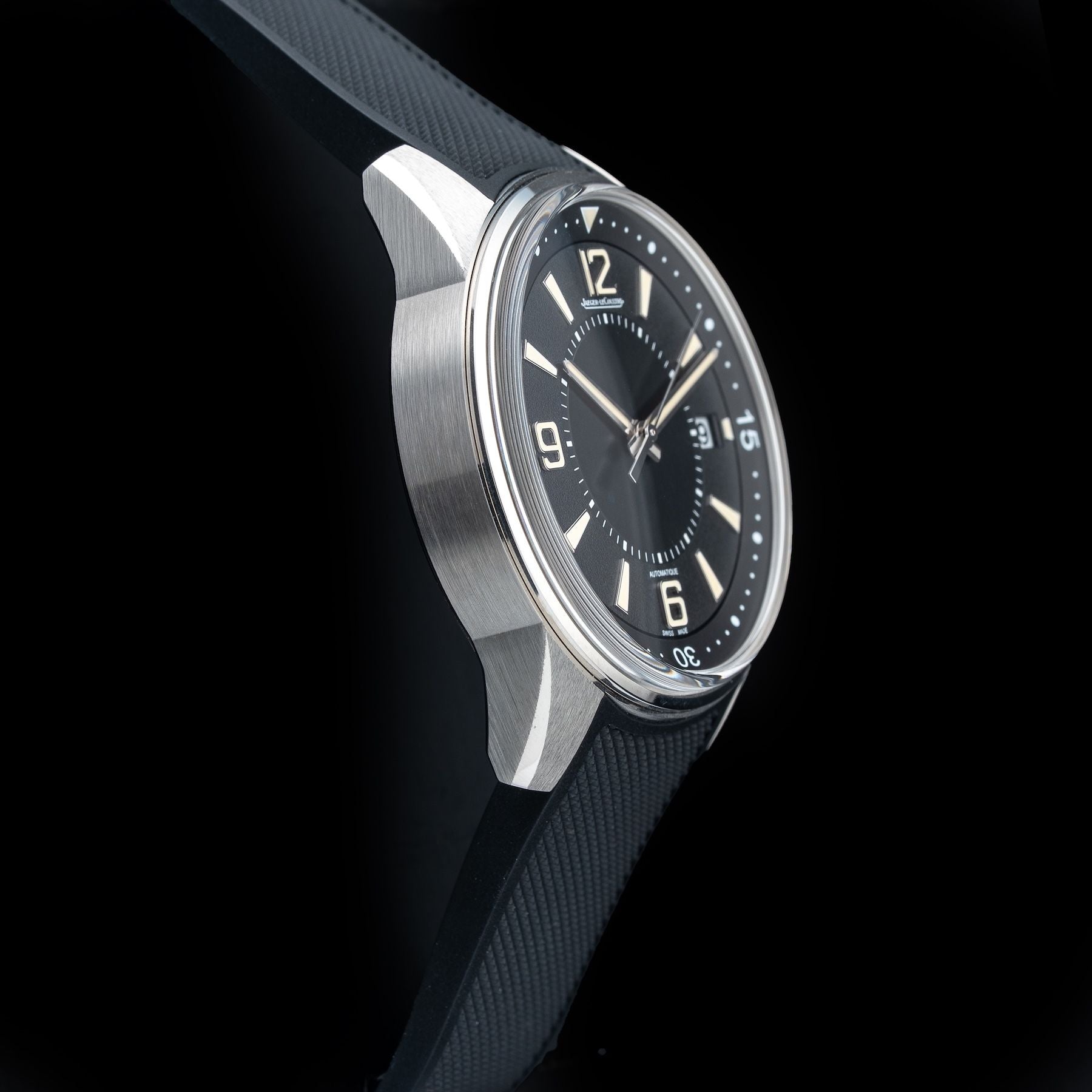 Jaeger LeCoultre Polaris Date Automatic Black Dial Men's Rubber Watch Q9068670