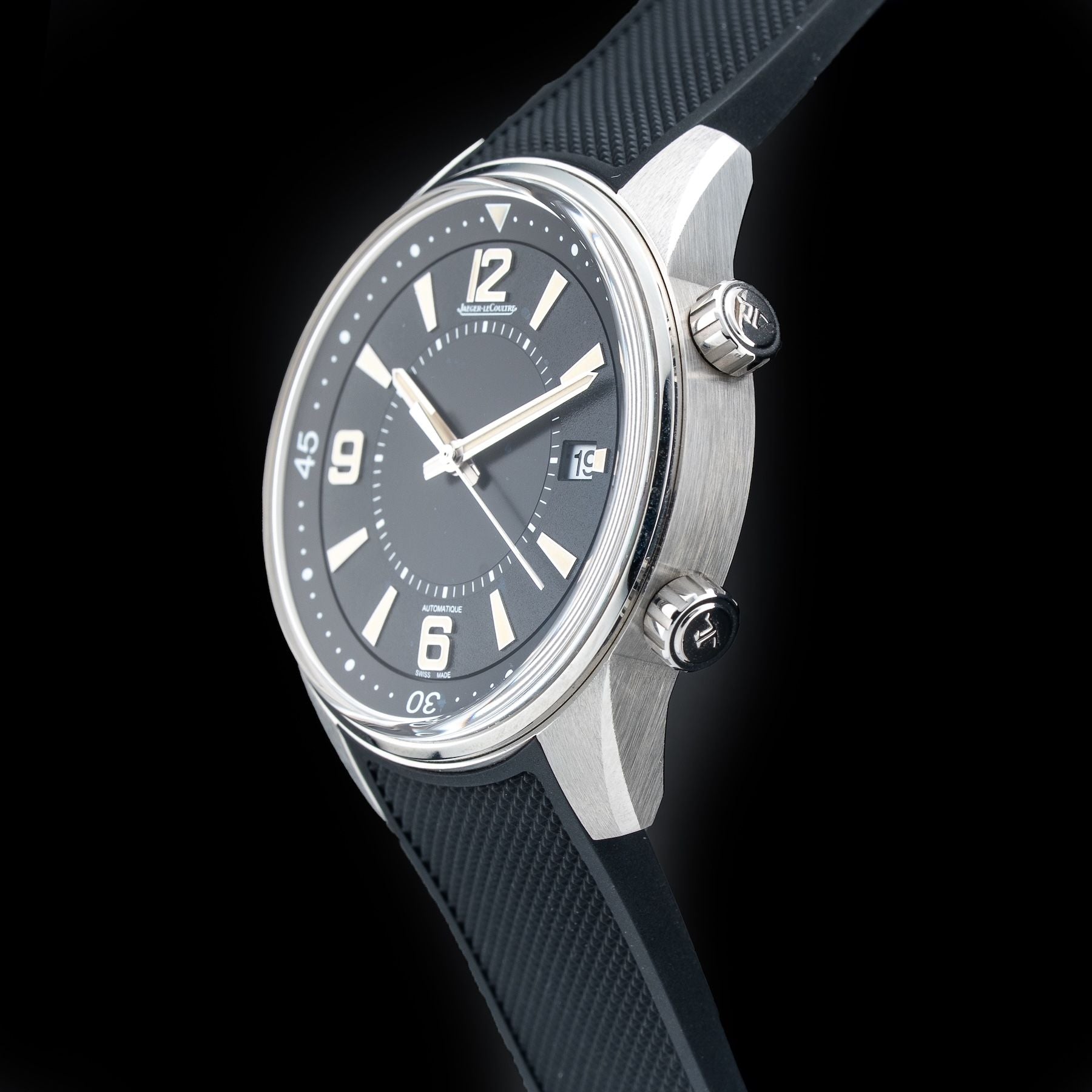 Jaeger LeCoultre Polaris Date Automatic Black Dial Men's Rubber Watch Q9068670
