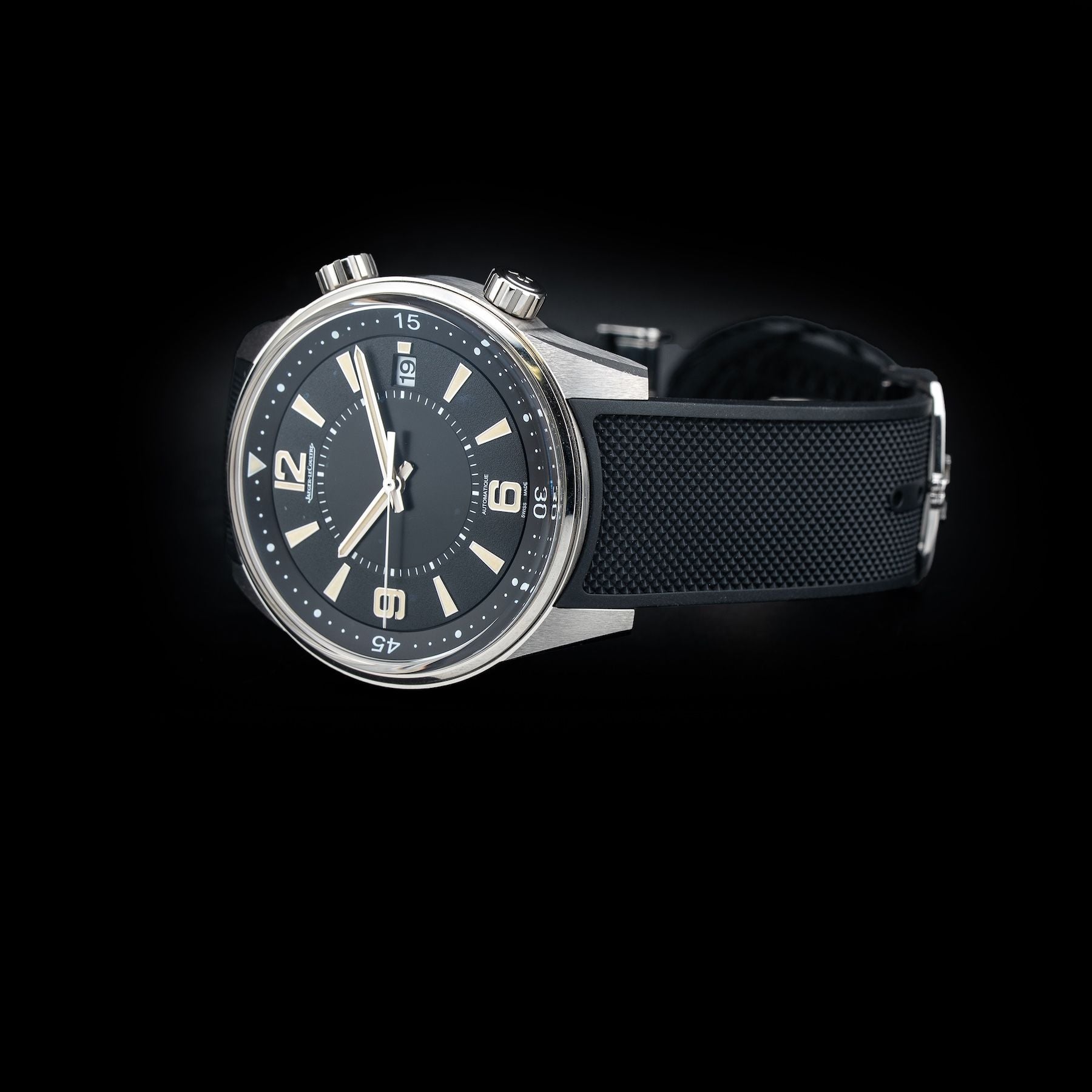 Jaeger LeCoultre Polaris Date Automatic Black Dial Men's Rubber Watch Q9068670