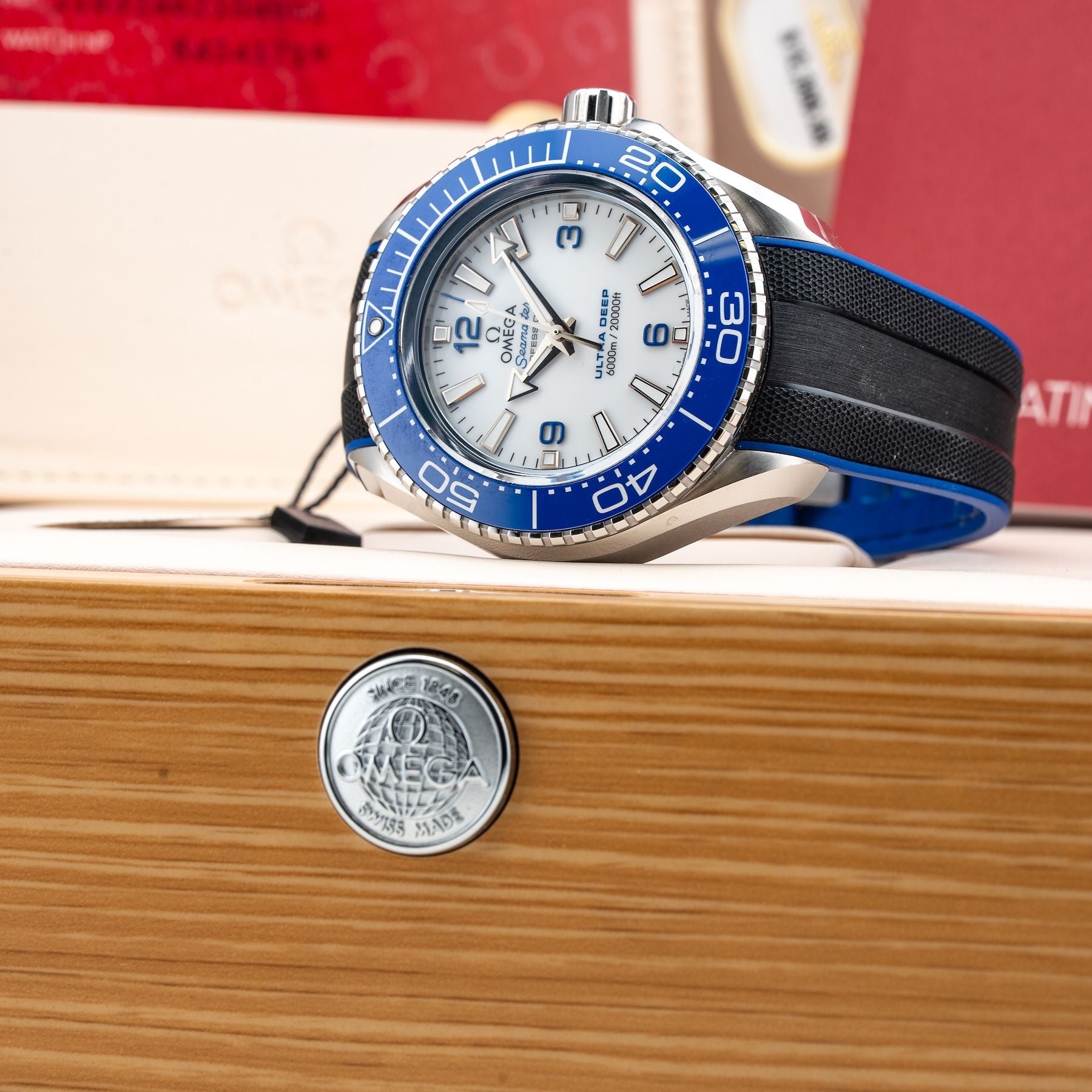 Omega Seamaster Planet Ocean 6000M Ultra Deep White Dial 45.5mm on Strap 215.32.46.21.04.001