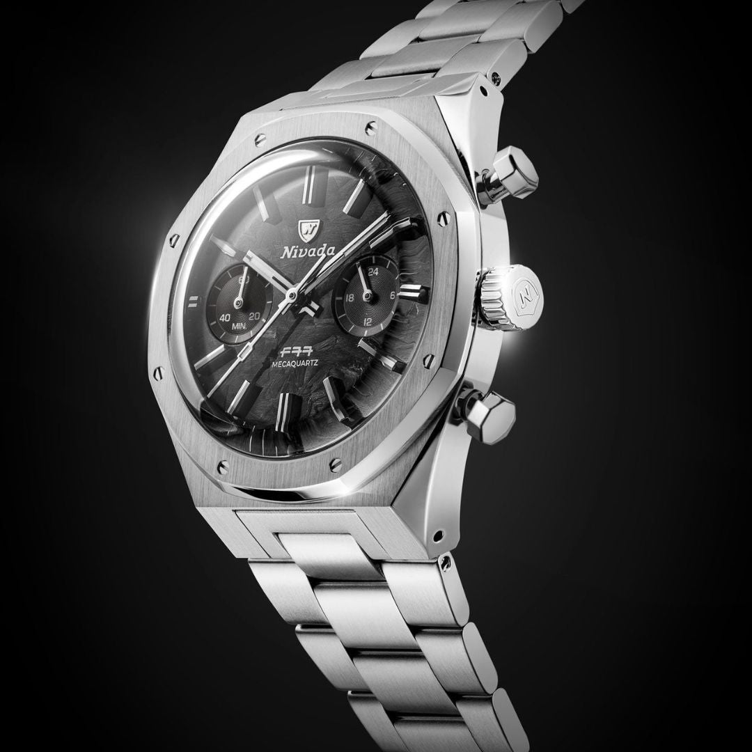 Nivada Grenchen 68002Q77 F77 Chrono Mecaquartz Carbon 38mm