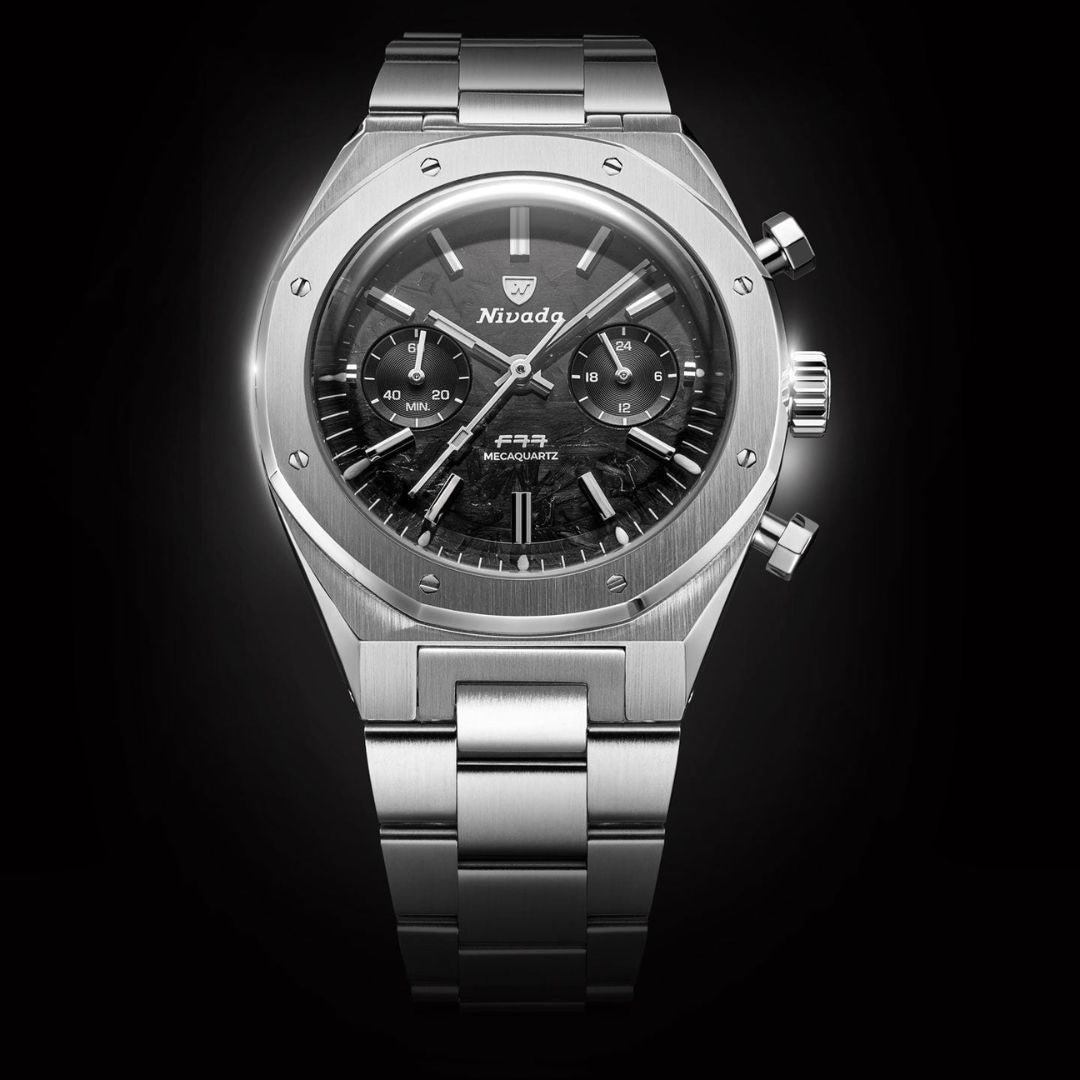 Nivada Grenchen 68002Q77 F77 Chrono Mecaquartz Carbon 38mm