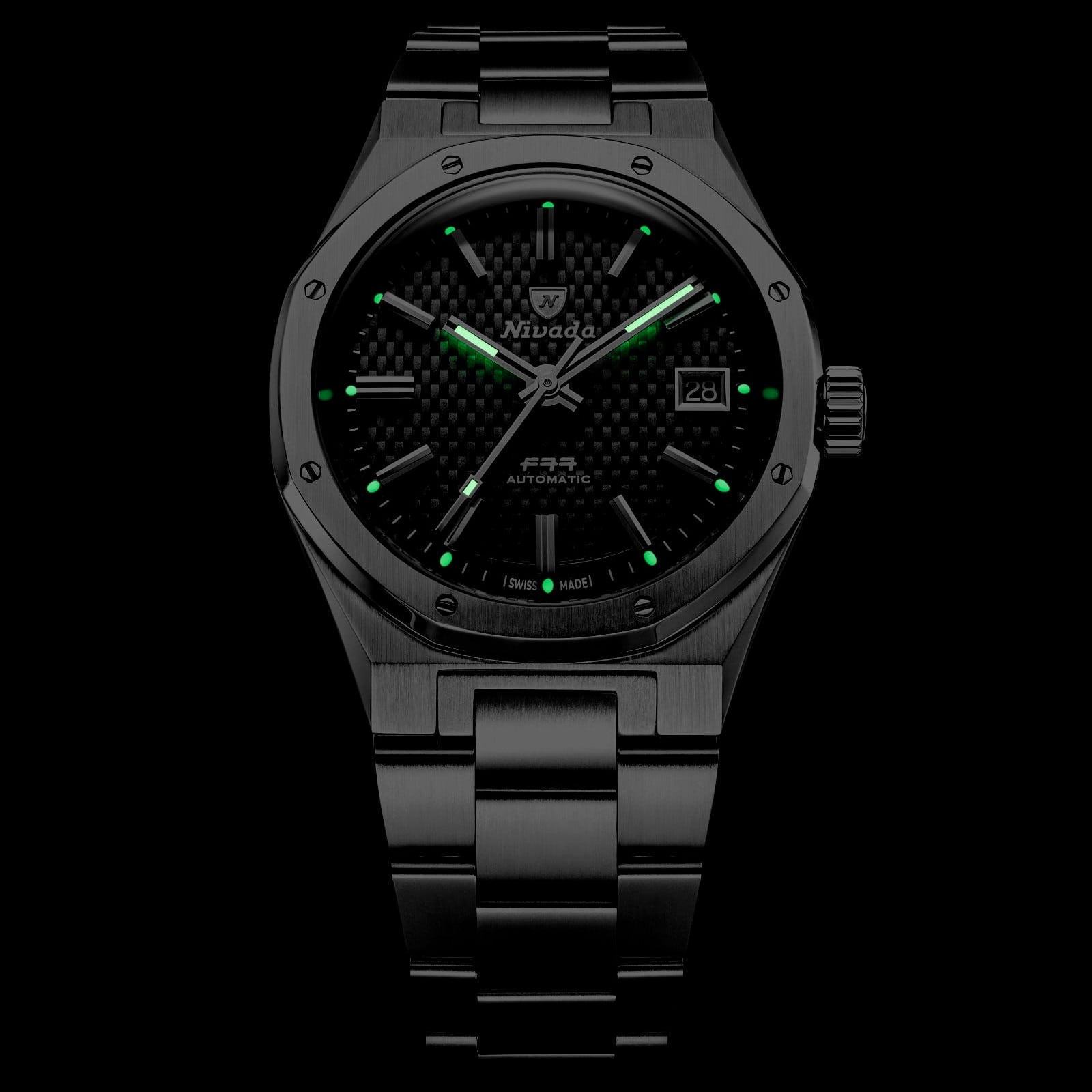 Nivada Grenchen F77 Black MK2 38mm No Date 68043A77