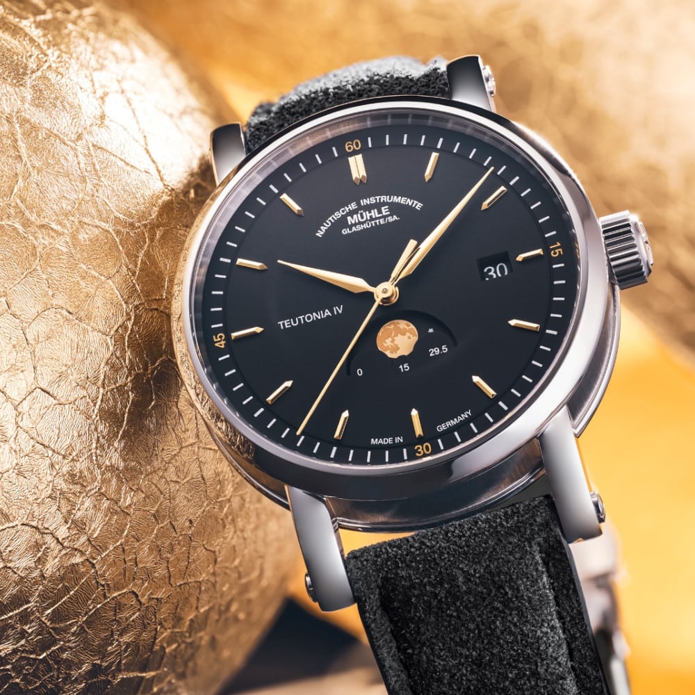 Mühle Glashütte Teutonia IV Moonphase On Black Leather Strap M1-44-03-LB