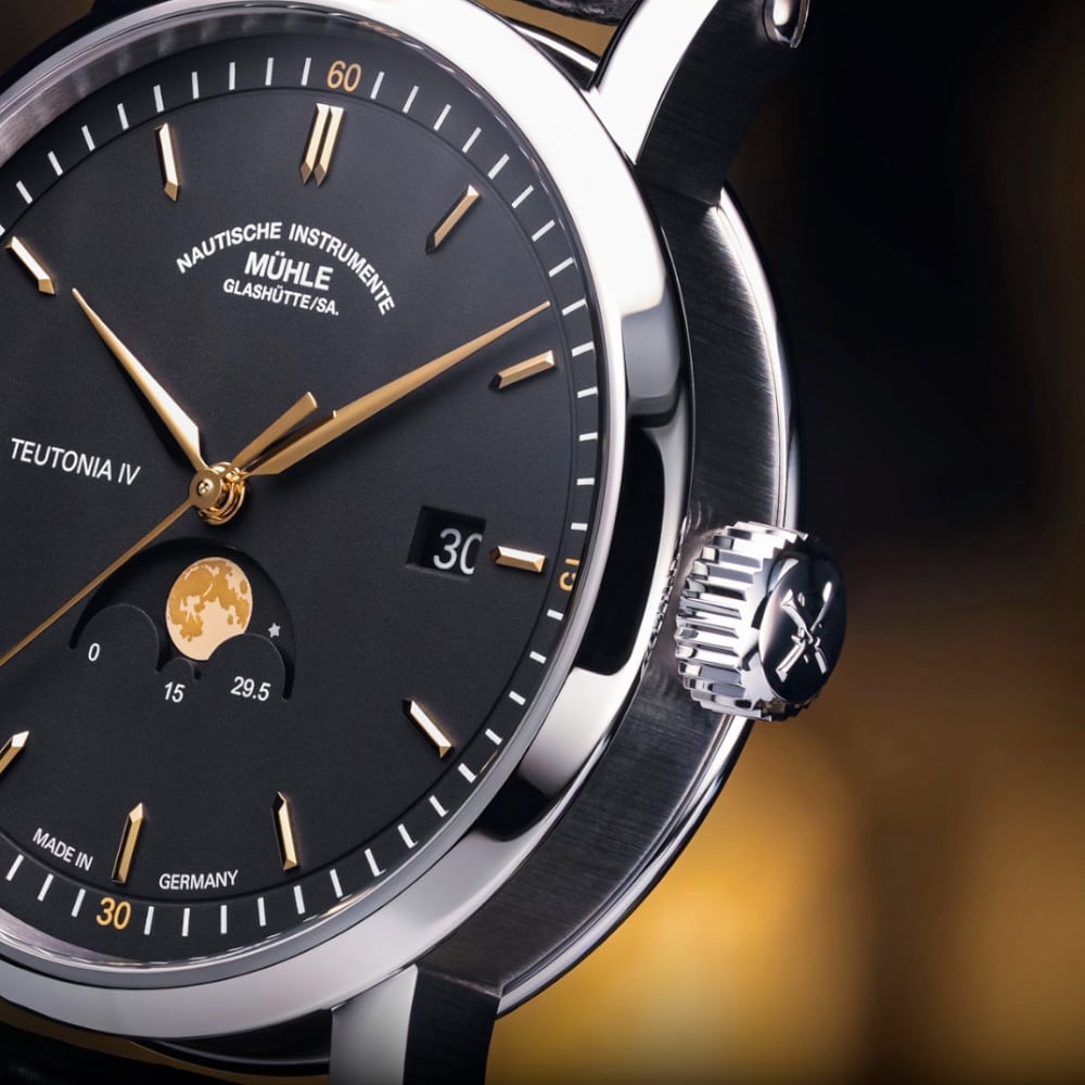 Mühle Glashütte Teutonia IV Moonphase On Black Leather Strap M1-44-03-LB