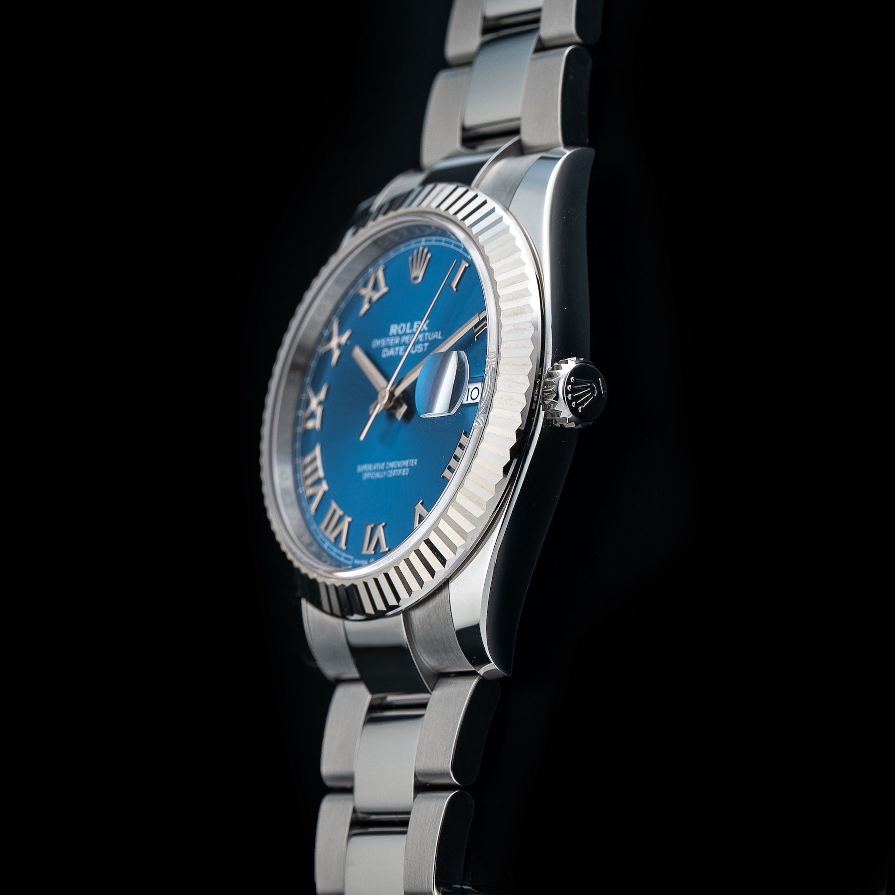 Rolex Datejust 41 Blue Roman Dial Fluted Bezel M126334-0025