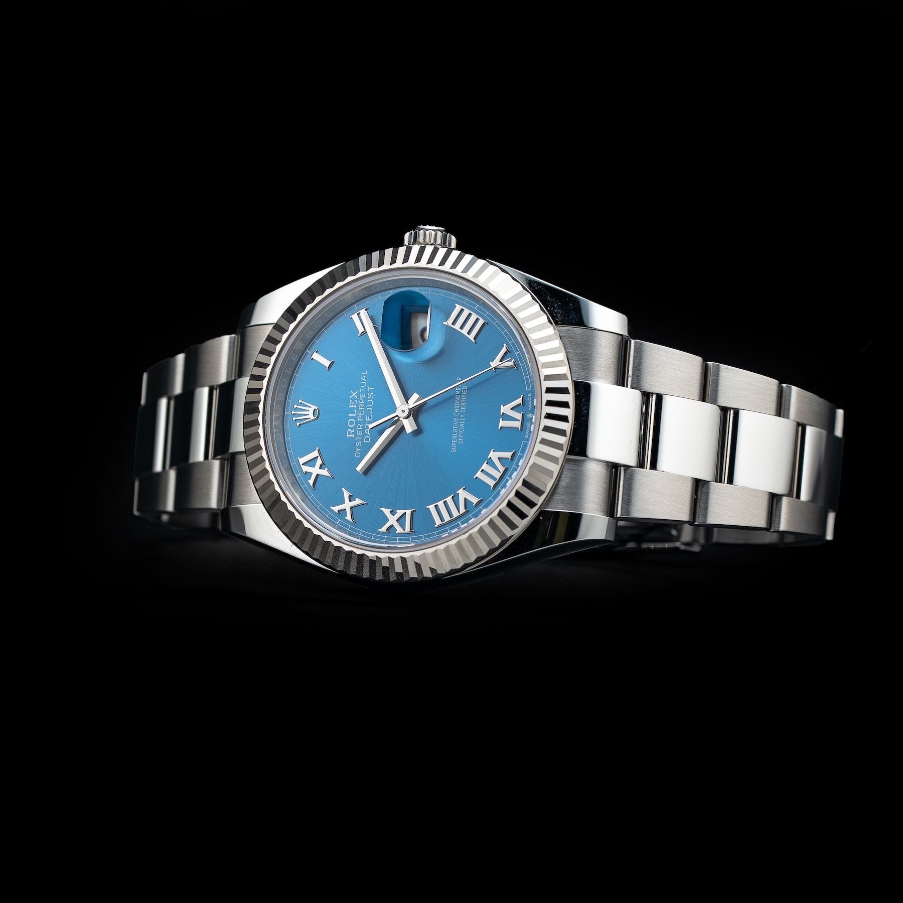 Rolex Datejust 41 Blue Roman Dial Fluted Bezel M126334-0025
