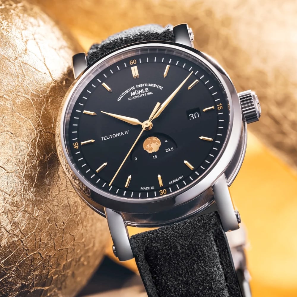 Mühle Glashütte Teutonia IV Moonphase On Alcantara Strap M1-44-03-AB-I