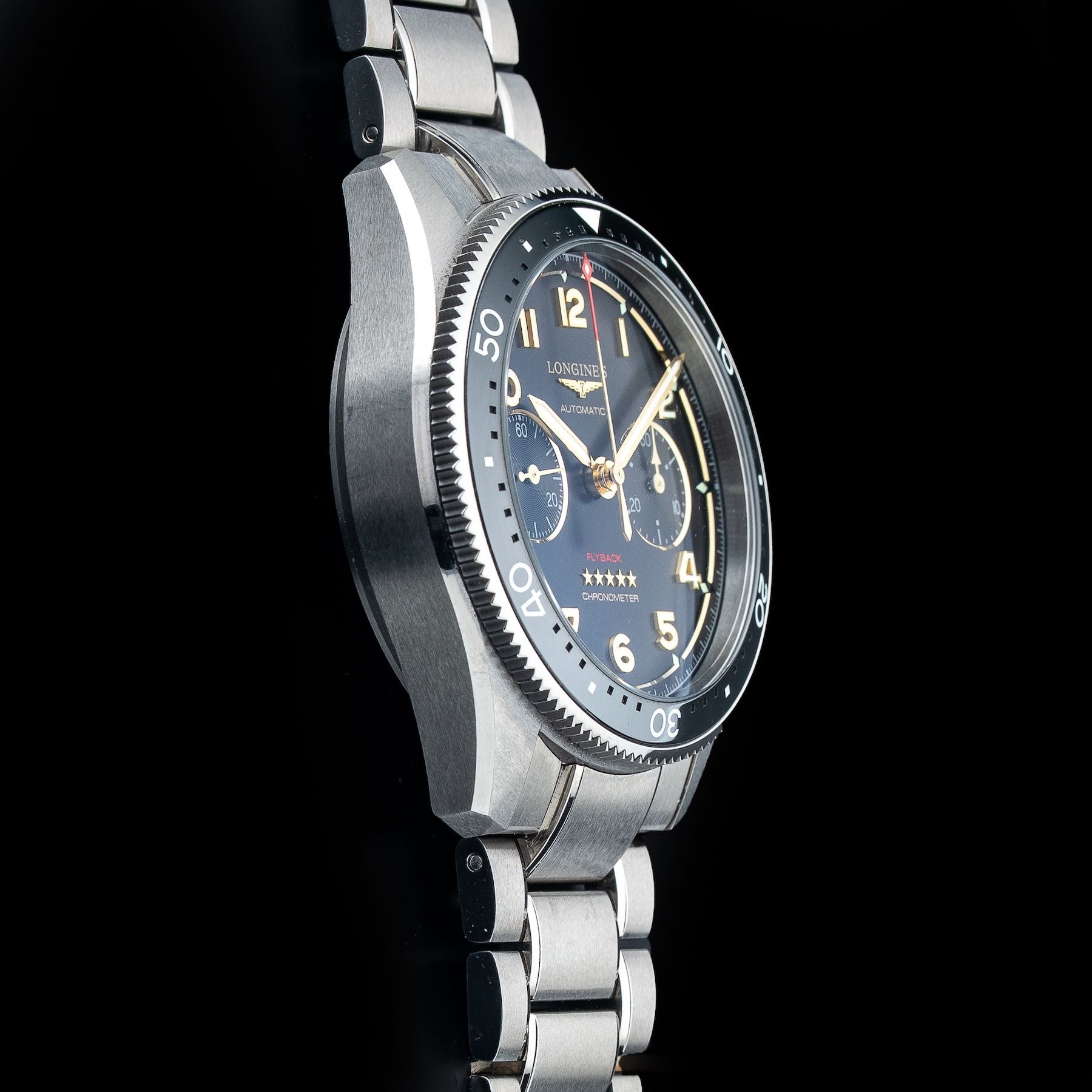 Longines L3.821.1.53.6 Spirit Anthracite Dial on Bracelet
