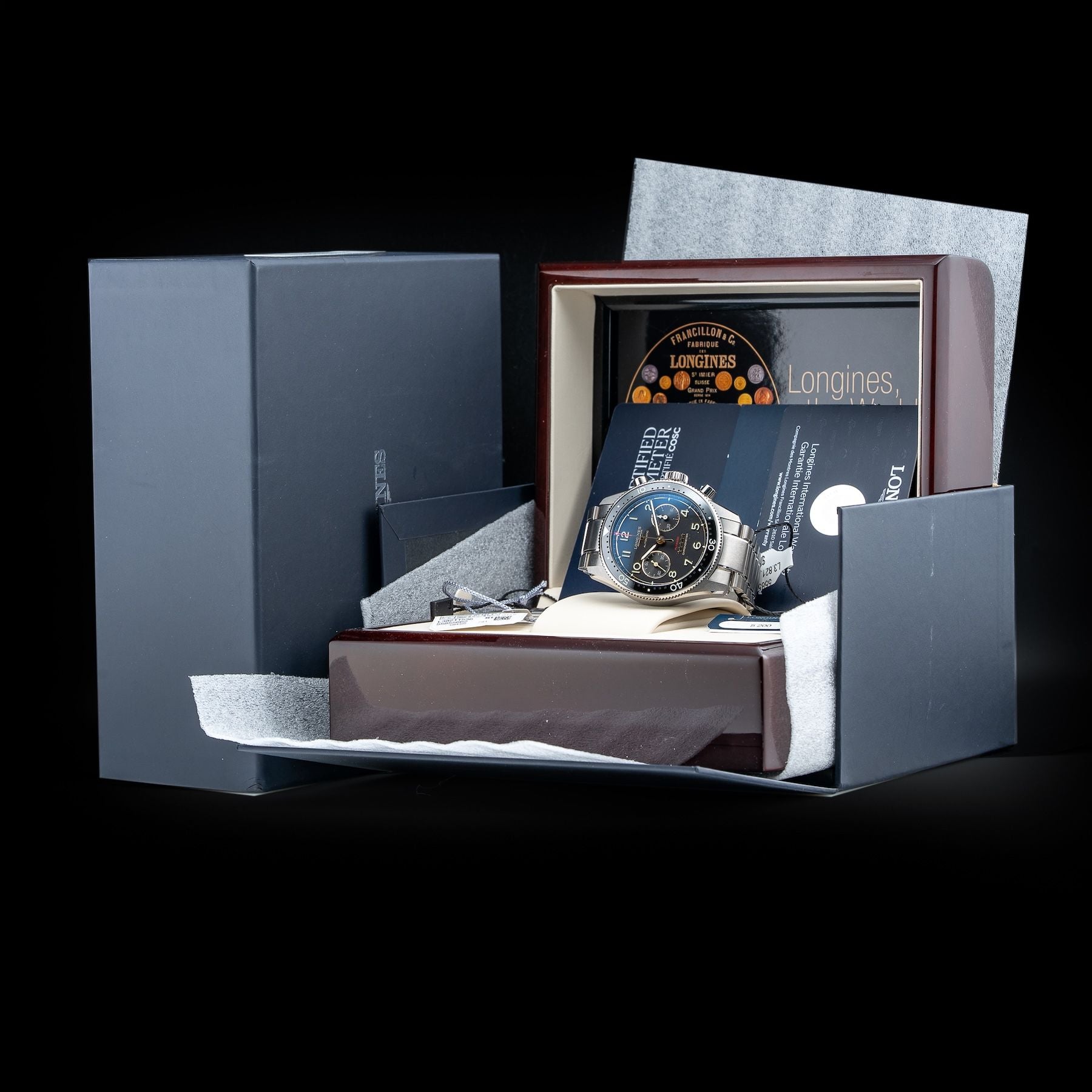 Longines L3.821.1.53.6 Spirit Anthracite Dial on Bracelet