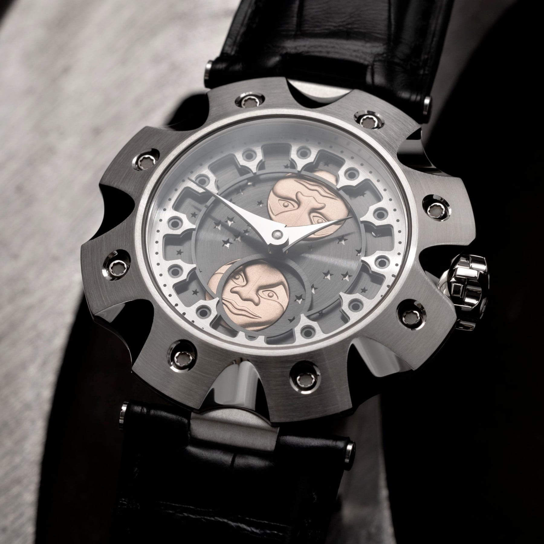 Sarpaneva Supernova Moonphase Grey With Red Gold Moons