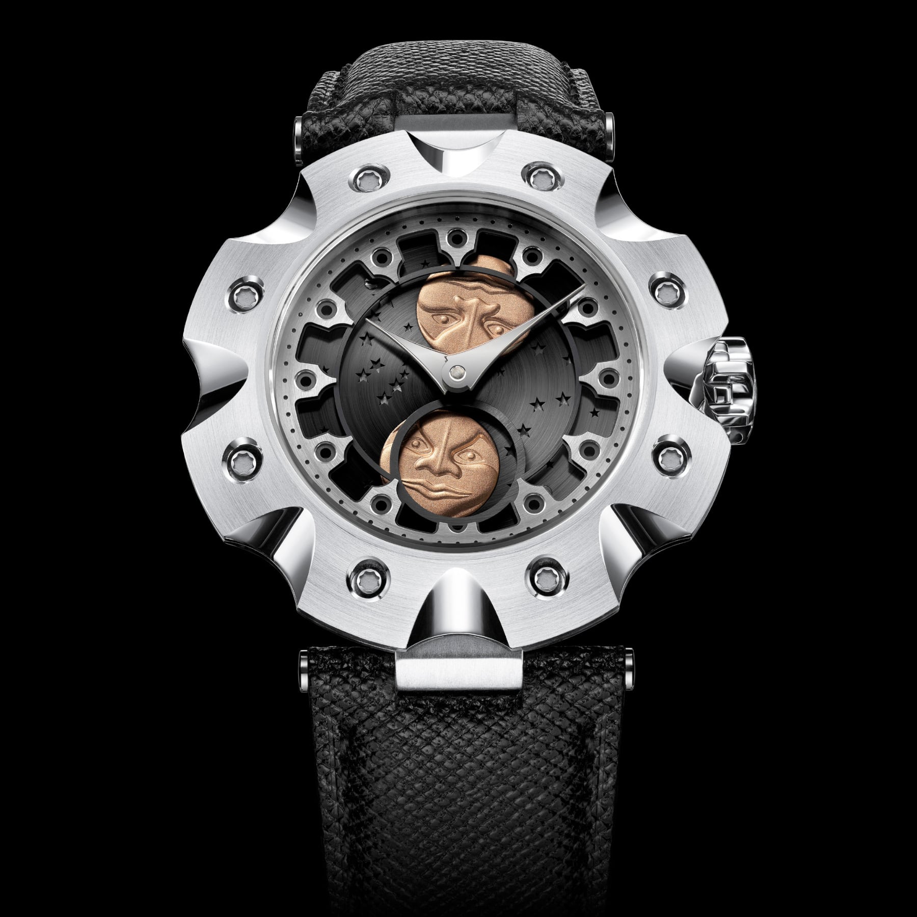 Sarpaneva Supernova Moonphase Grey With Red Gold Moons
